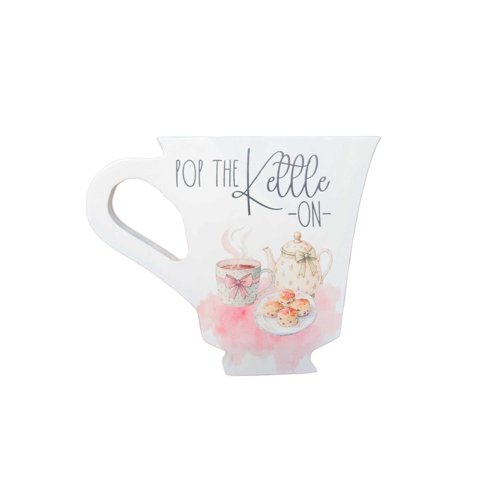 Teacup Silhouette Sign Pop the Kettle On