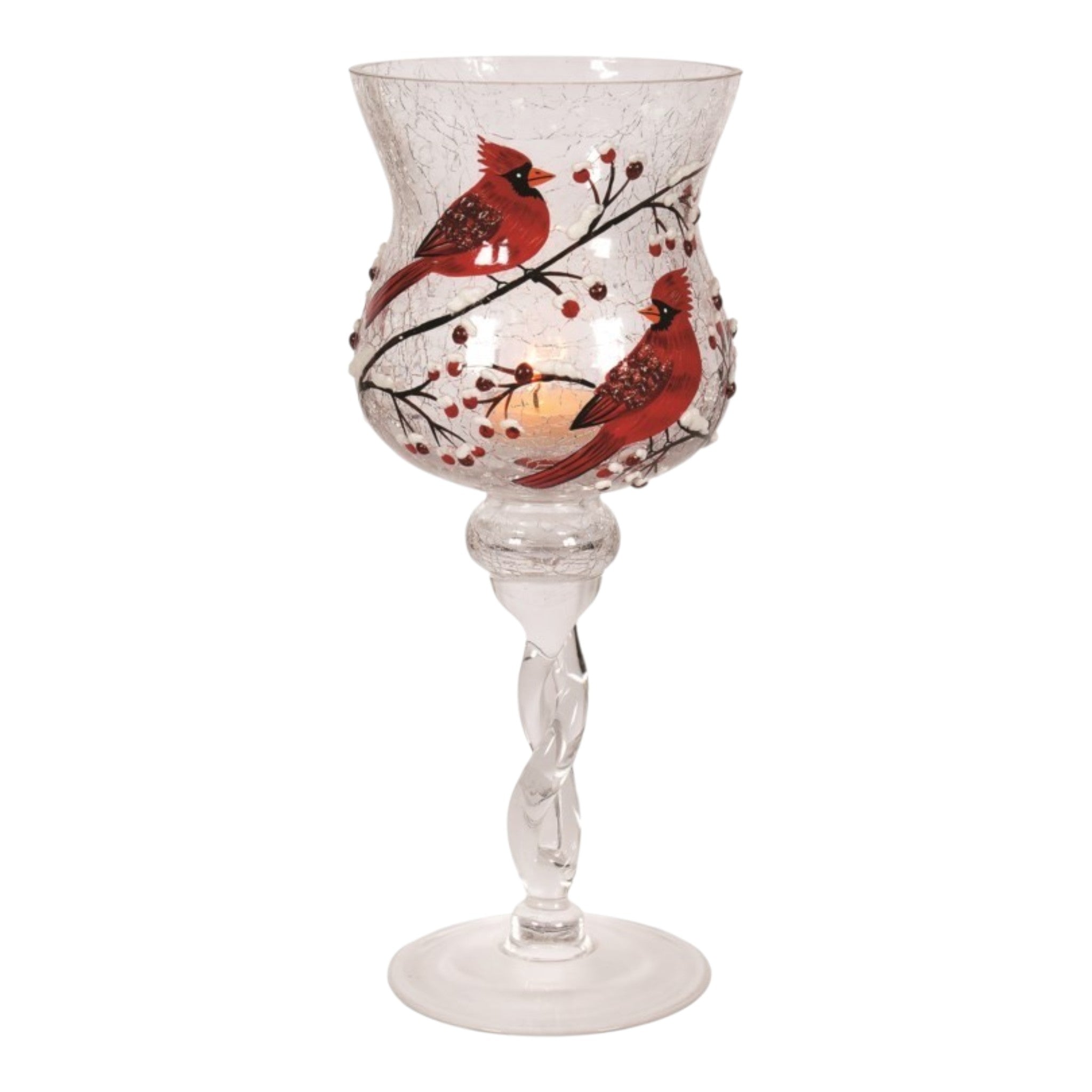 Candle Holder with Stem - Cardinals