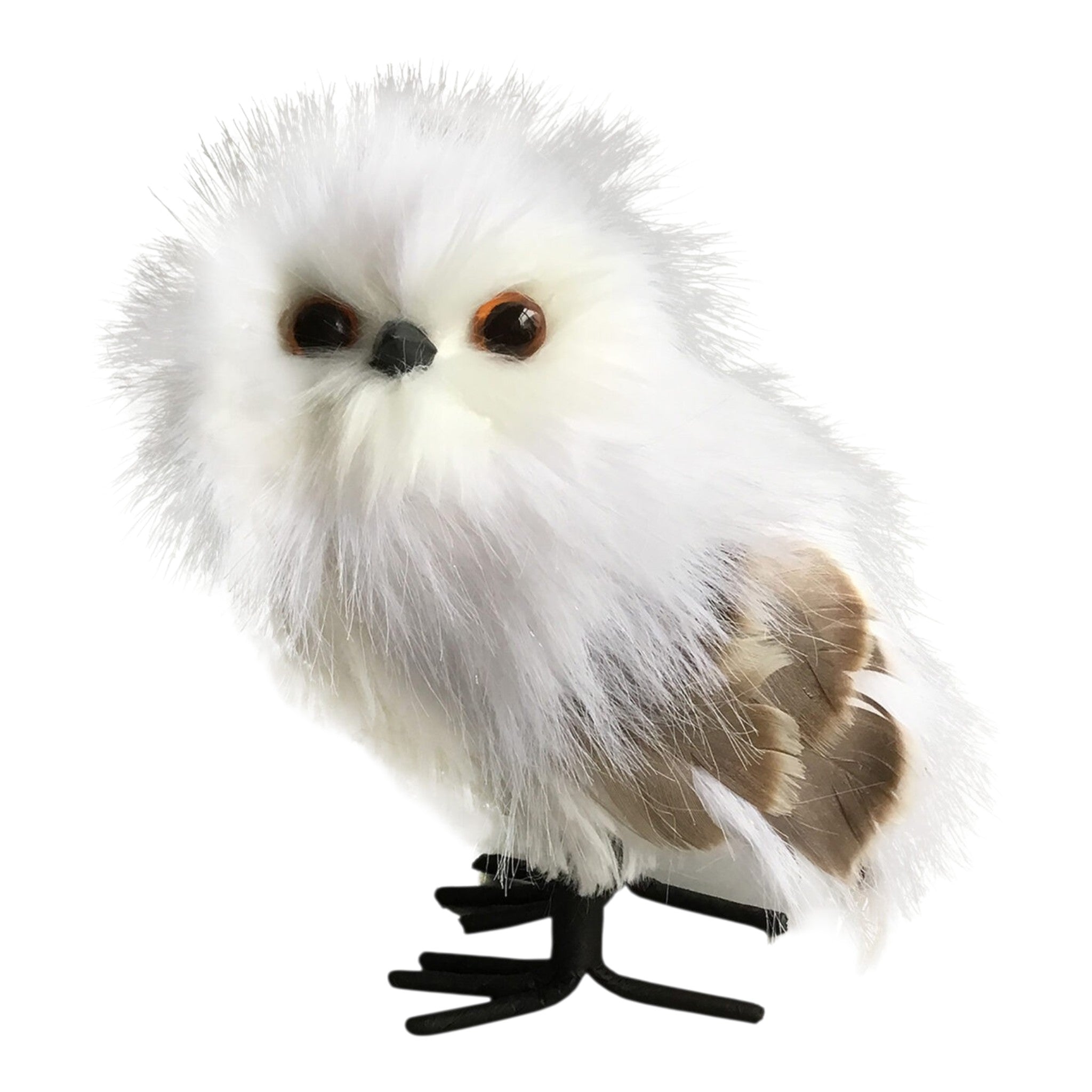 Owl Standing Faux Fur White 6"