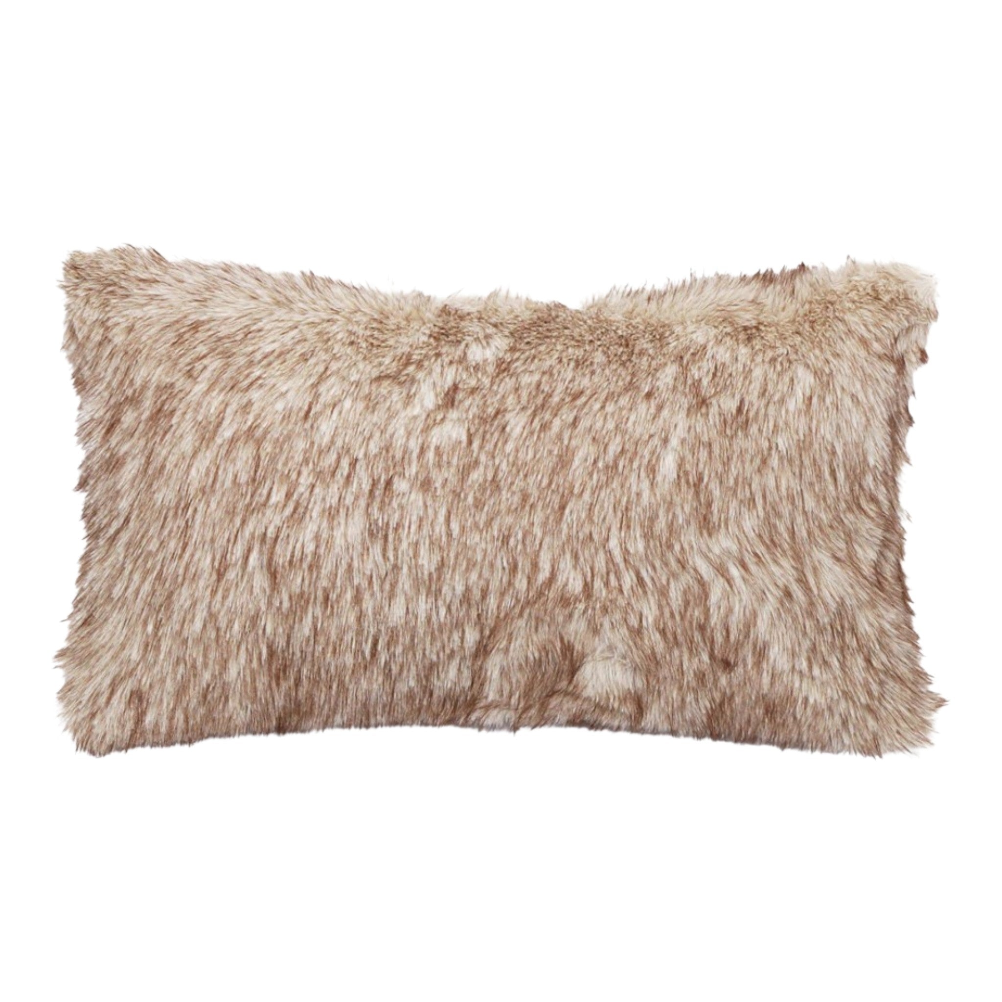 Cushion Faux Fur Light Brown 20"x12"