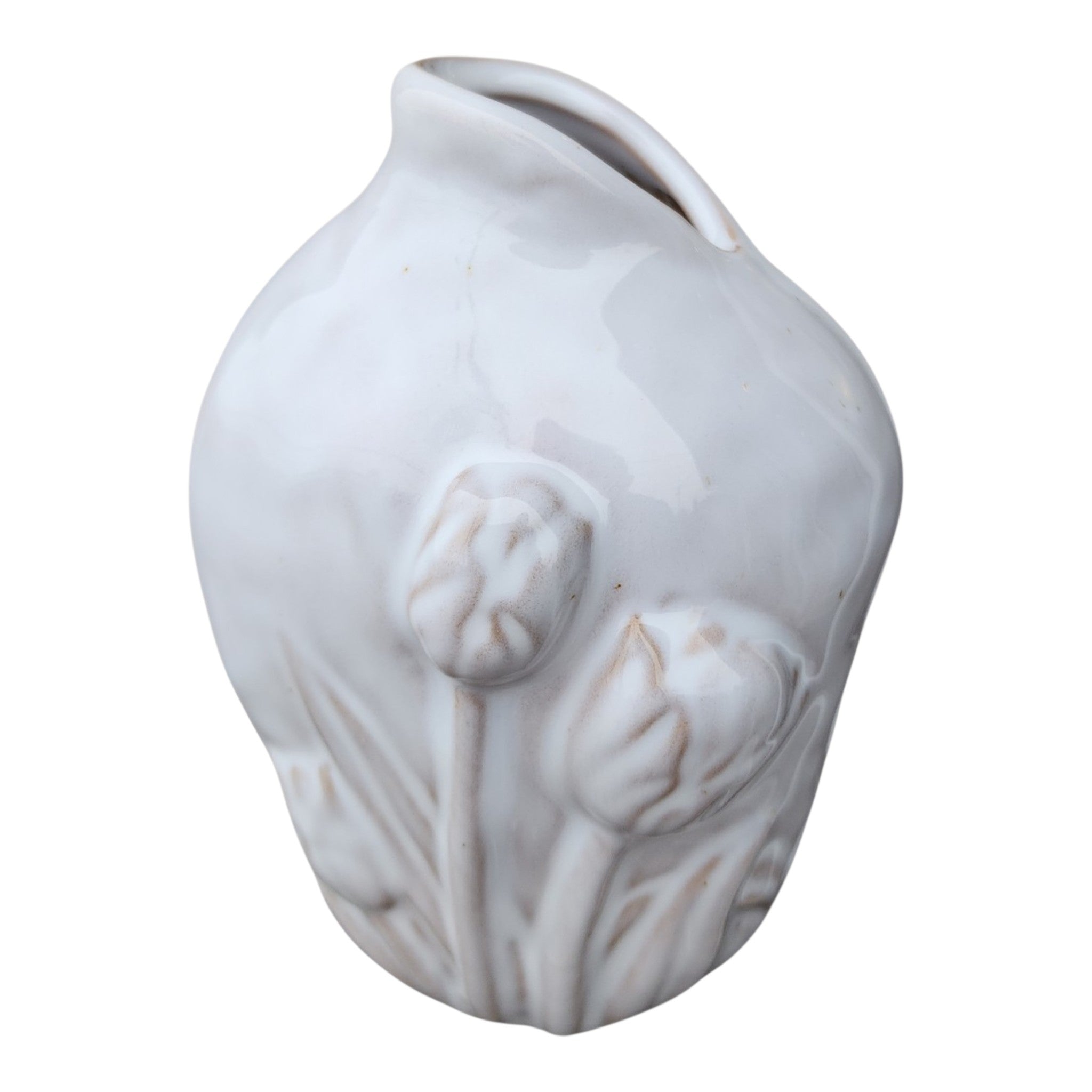 Ivory Bud Vase With Tulip Design