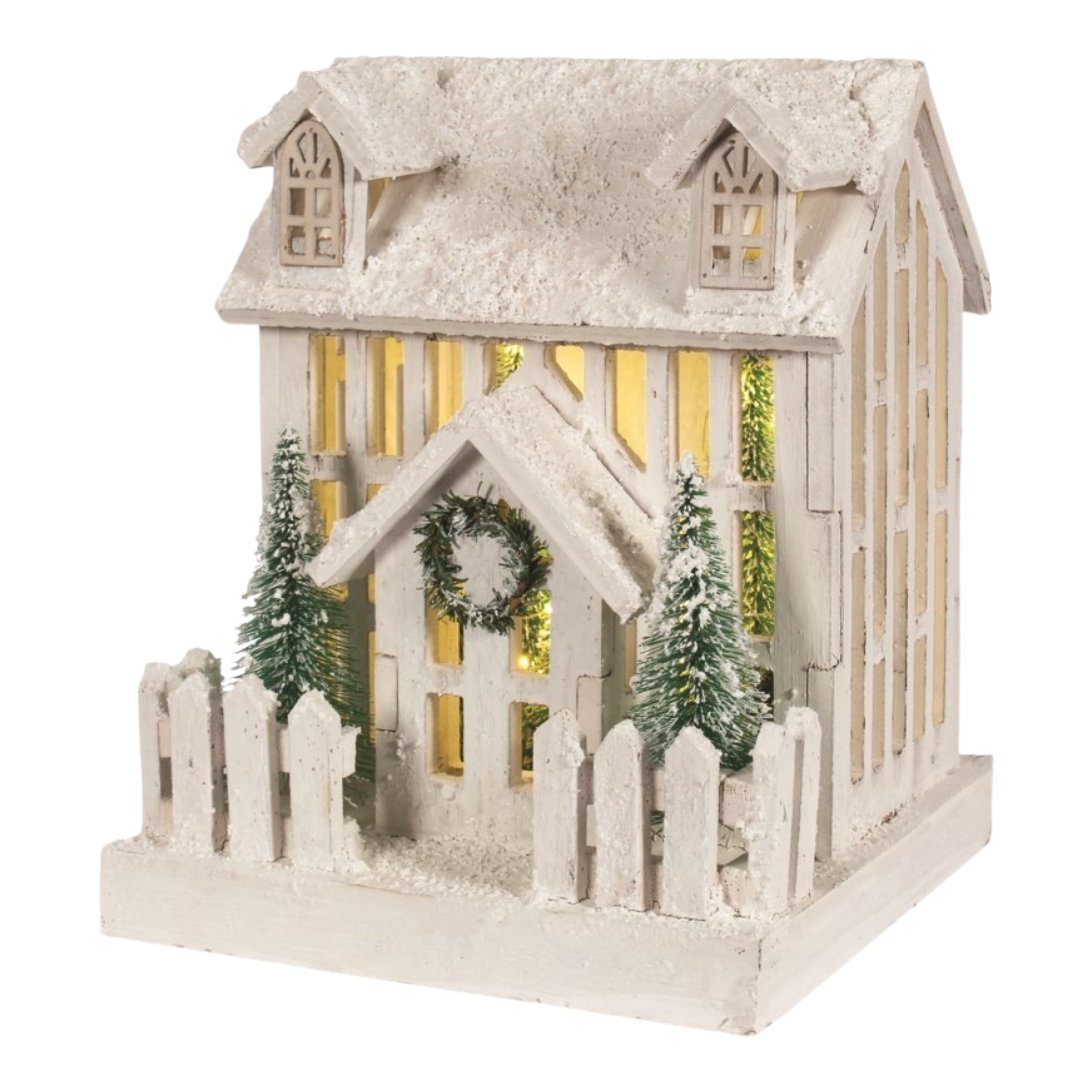 White Wood House 11"x11"x14"