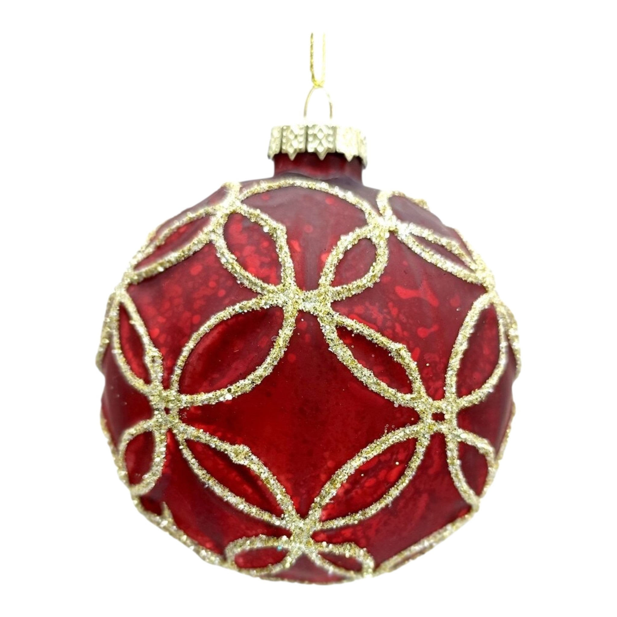 Ornament Glass Ball w/Glitter Floral 3"