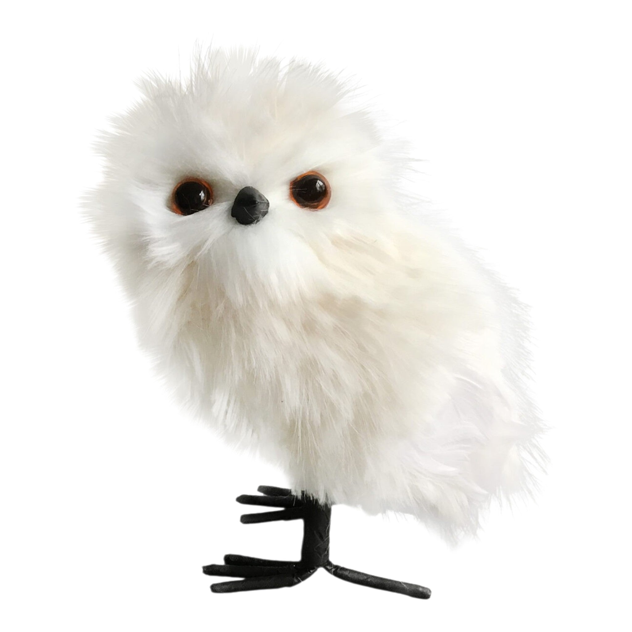 Owl Standing Faux Fur Ivory 6"