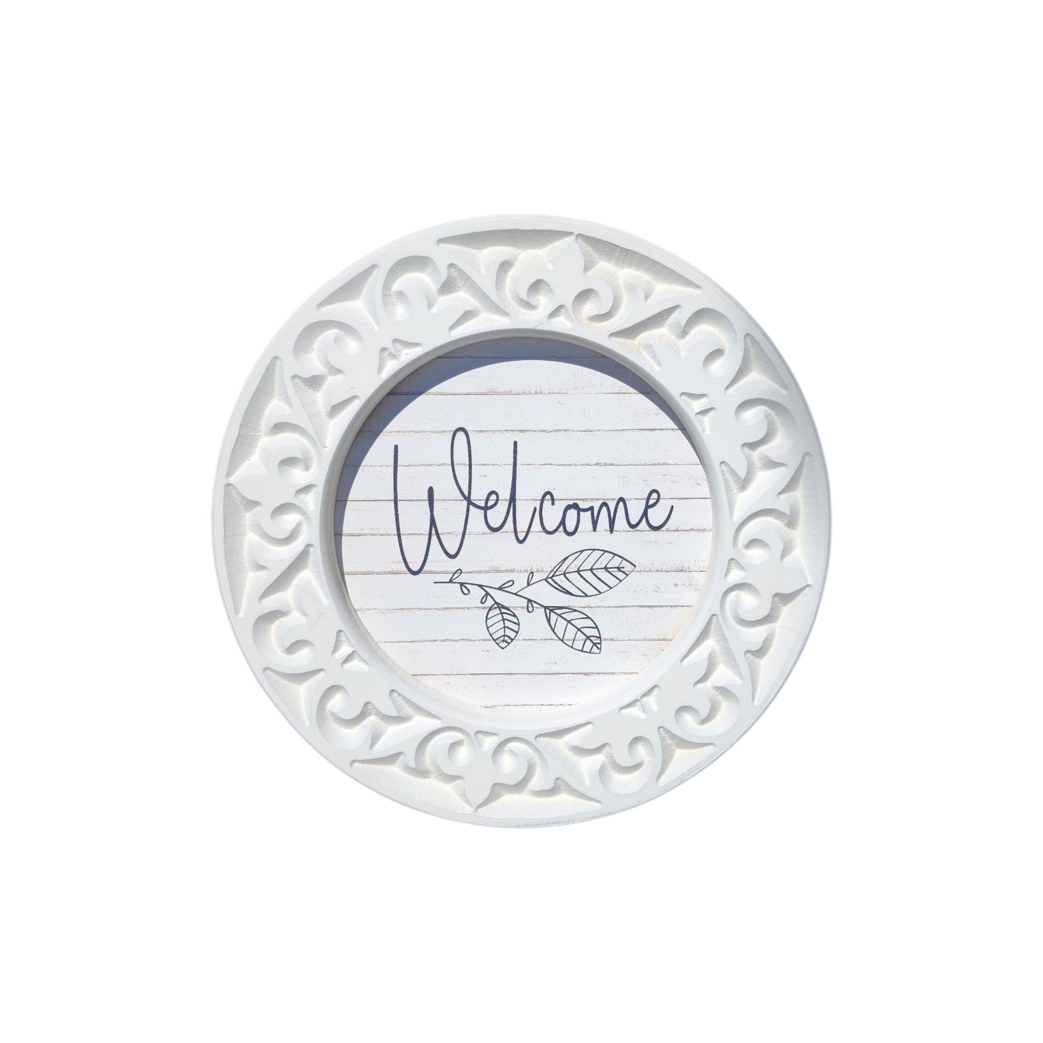 8" Round Engraved Framed Sign | Welcome