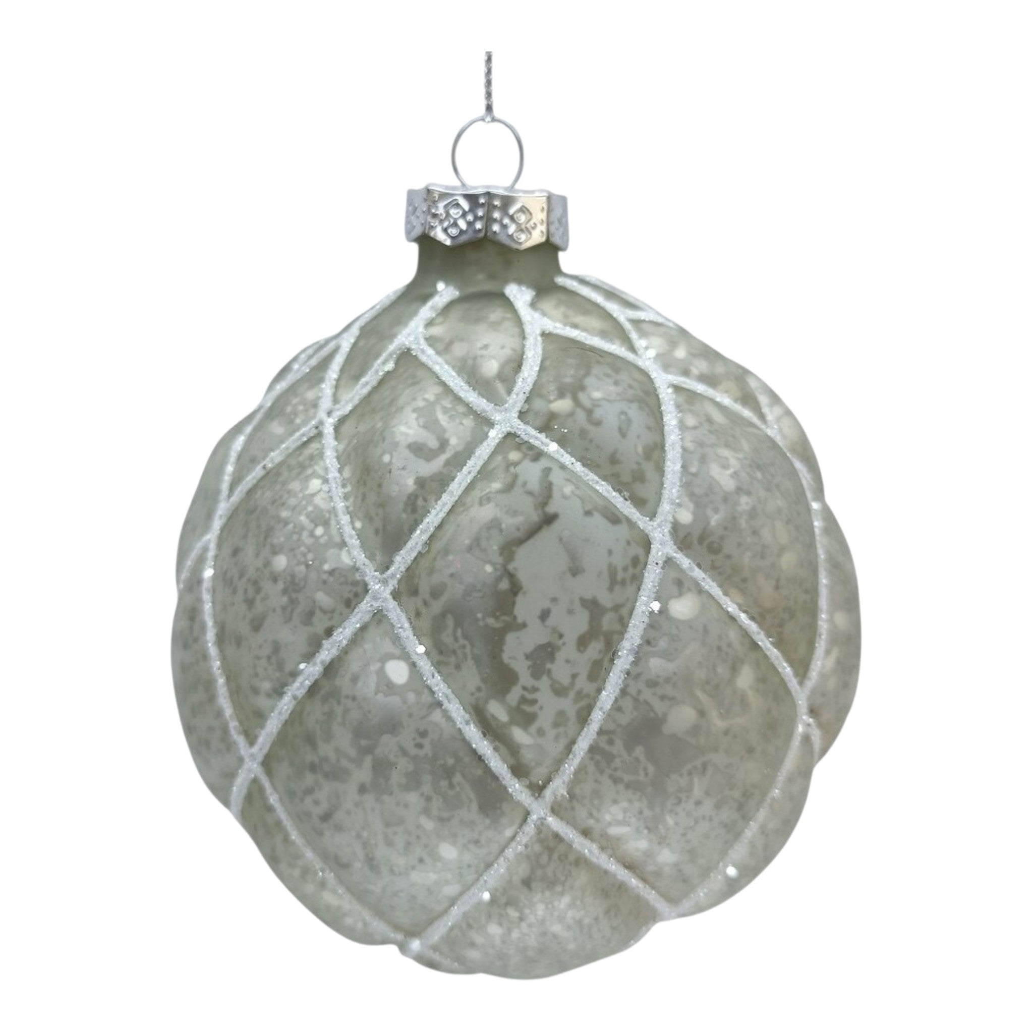 Ornament Glass Antique White/Silver 4"-6.5"