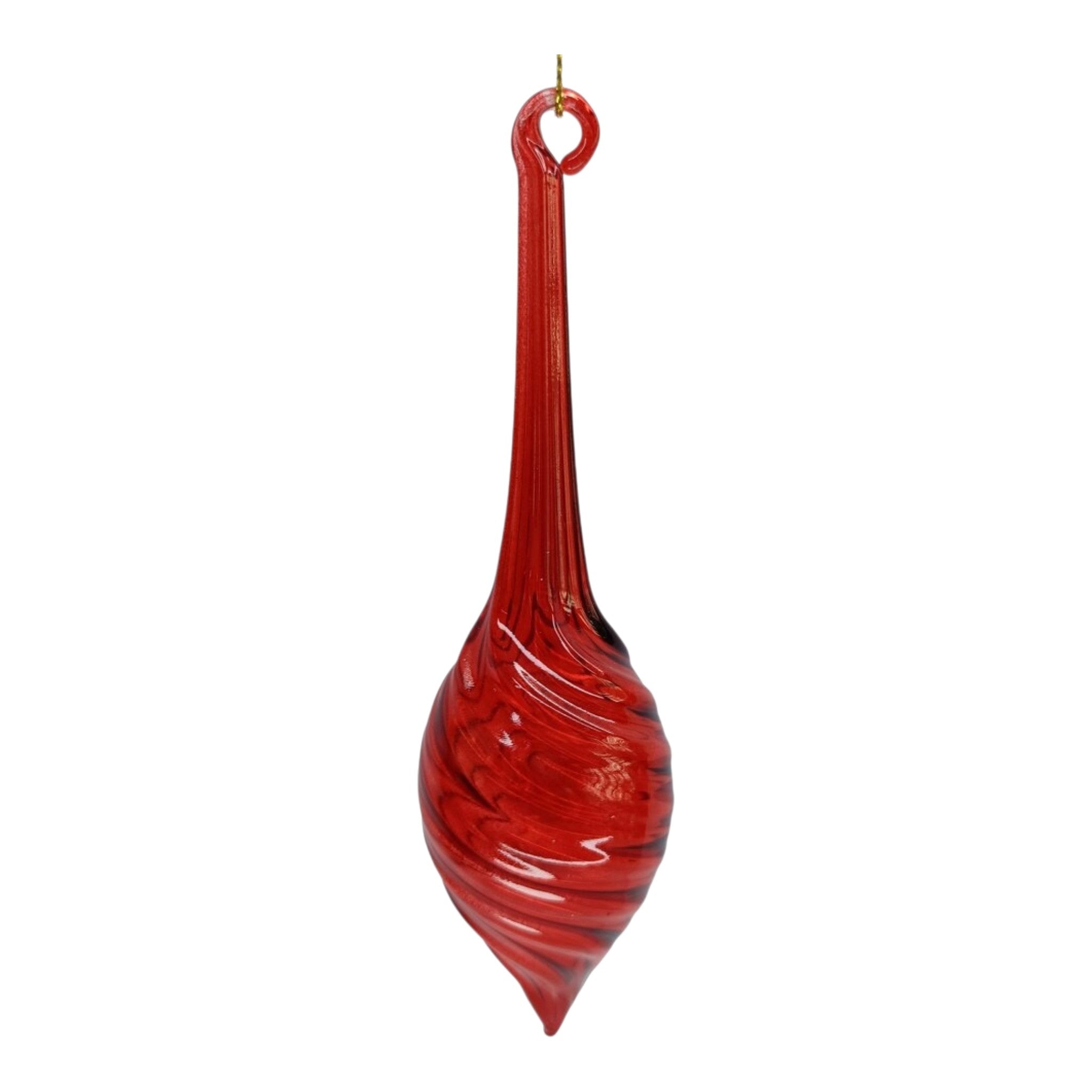Ornament Glass Spiral Drop Ribbed Twist 6.5"