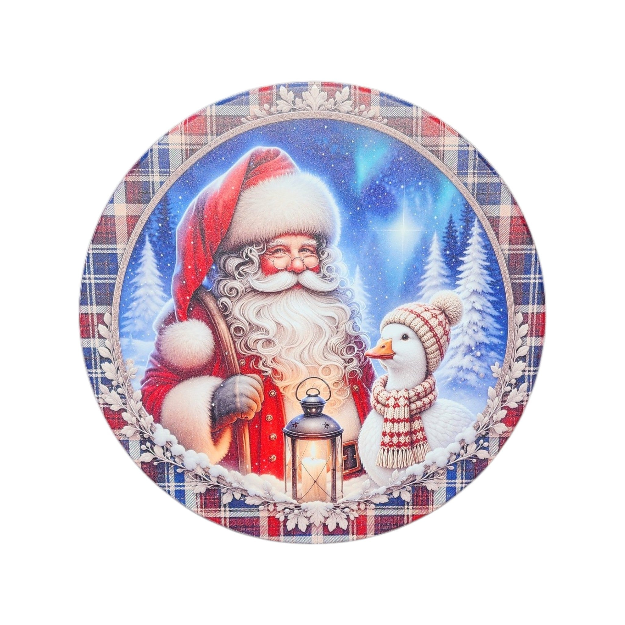 10" Round Sign Santa and Goose