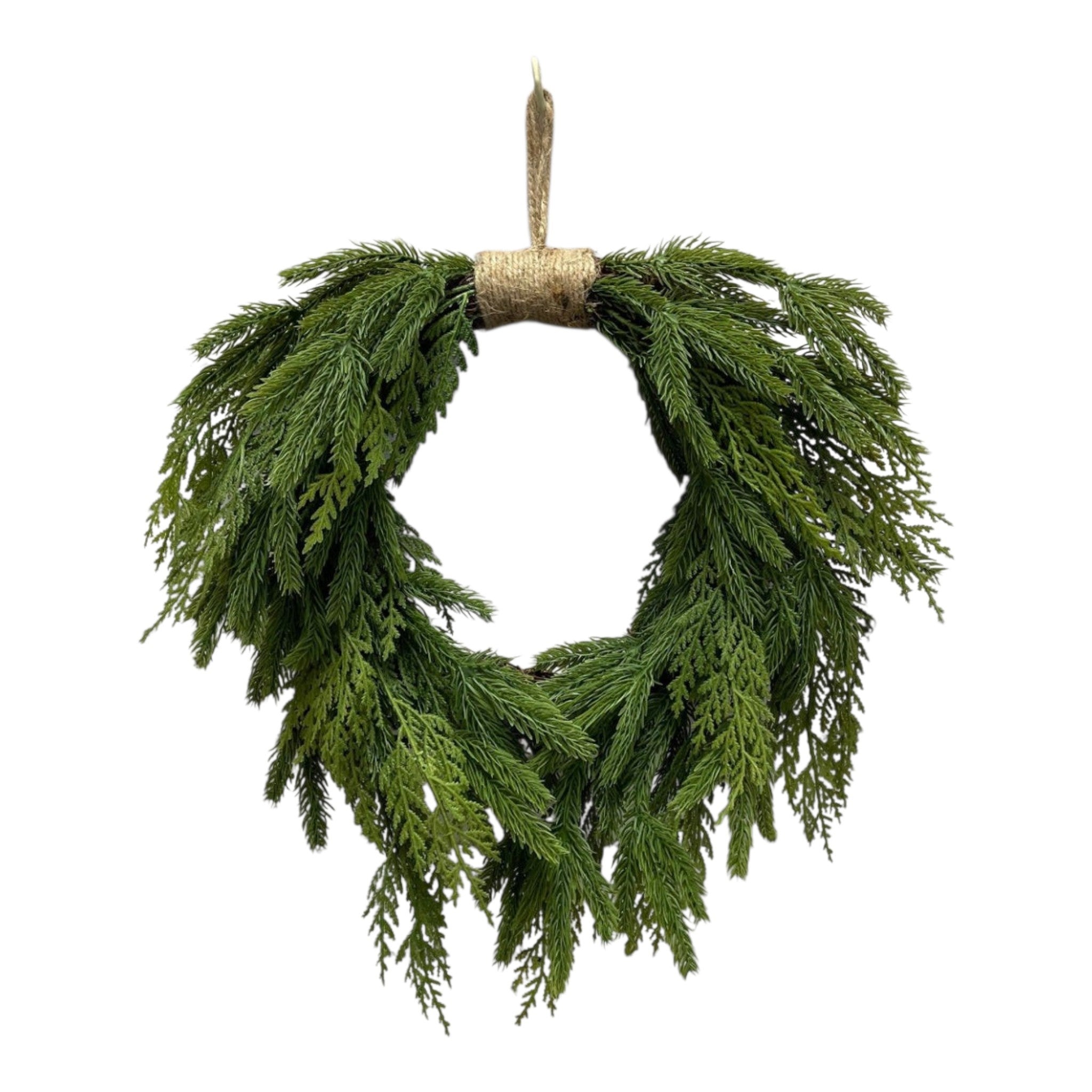 9.5" Fresh Touch Spruce and Cedar Heart Wreath
