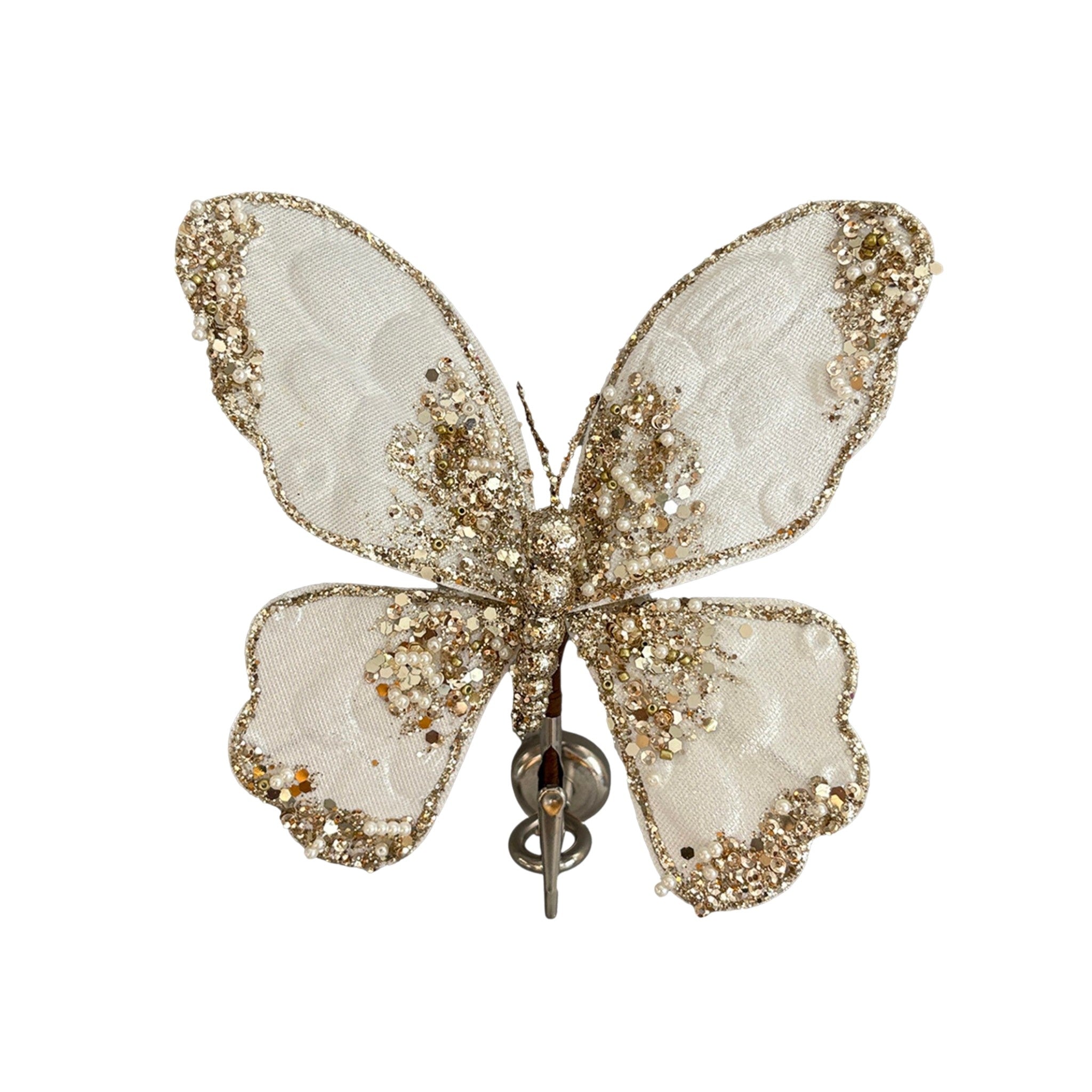 Butterfly Velvet w/Beads, Glitter and Clip