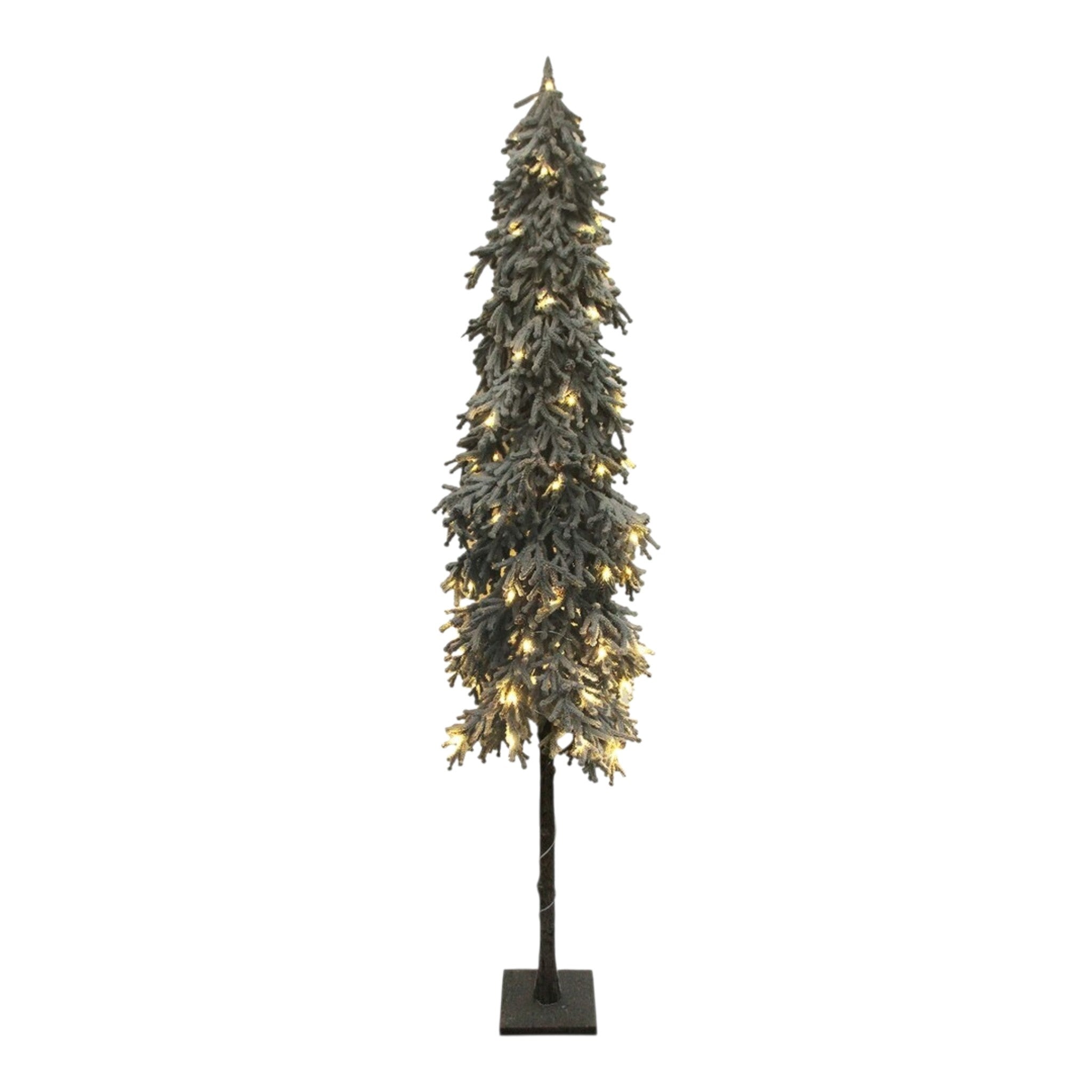 Tree Slim Snow Frosted Alpine Pre-Lit Flocked
