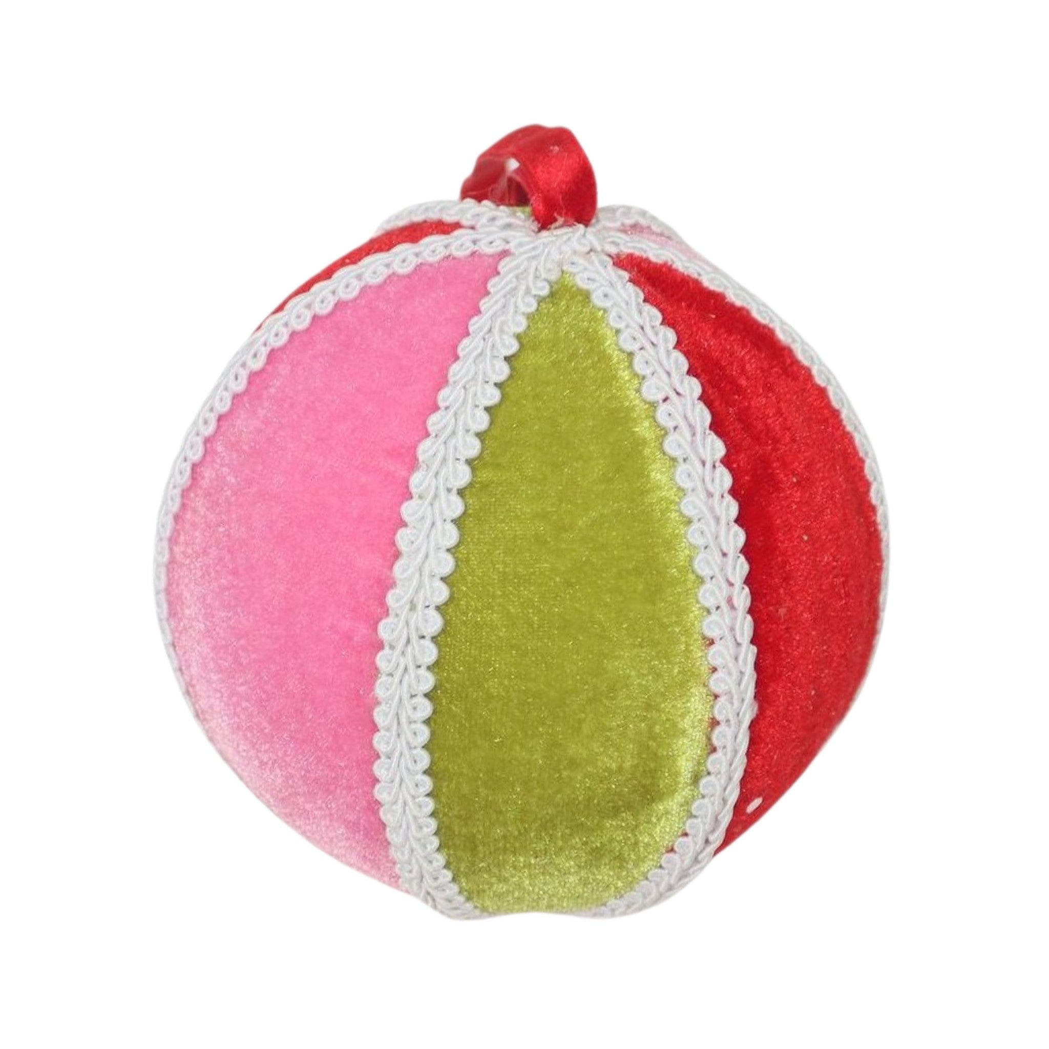 Ornament Fabric Velvet Ball Red/Lime /Pink 4"