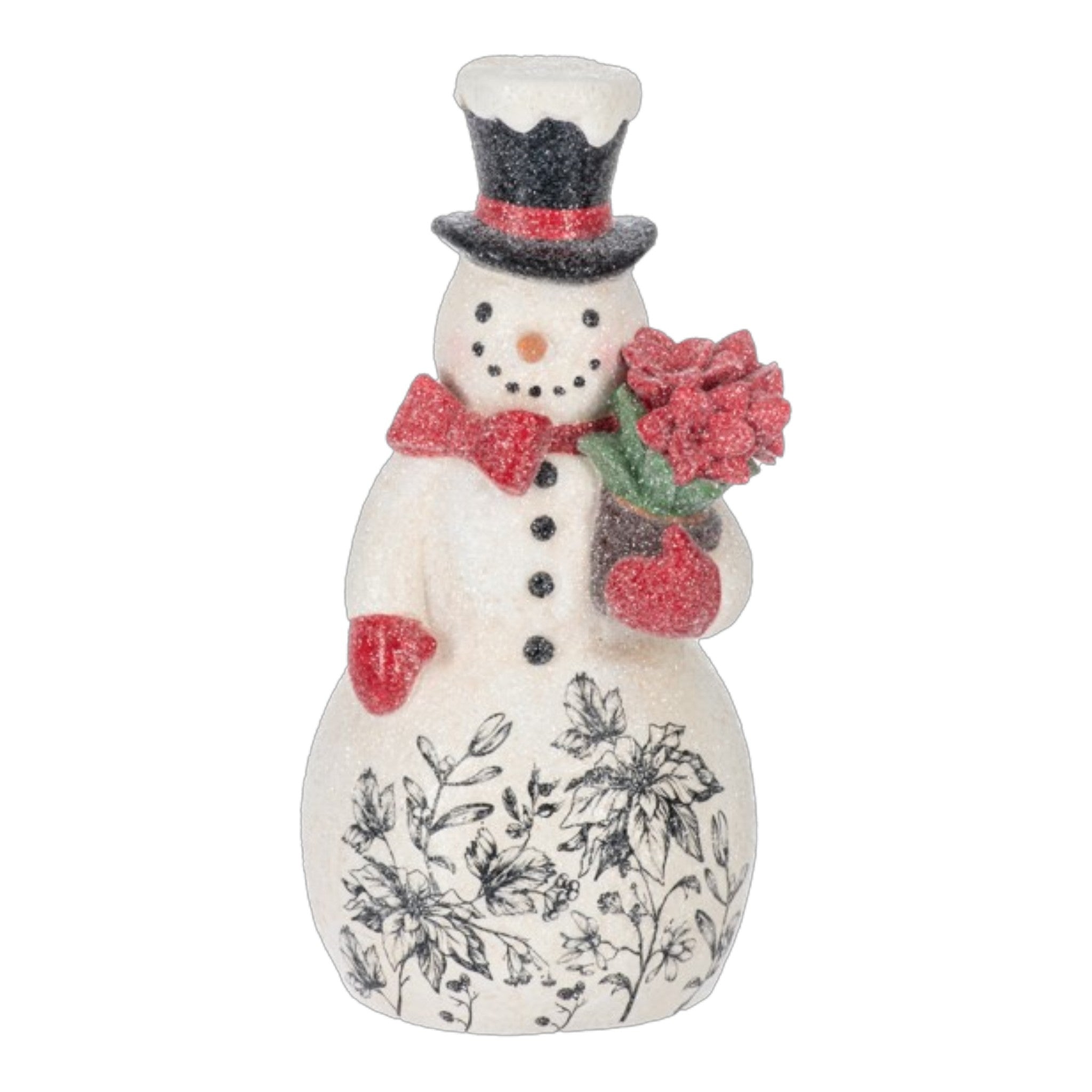 Snowman Resin With Flower 4" W. x 4" D. x 9" H.
