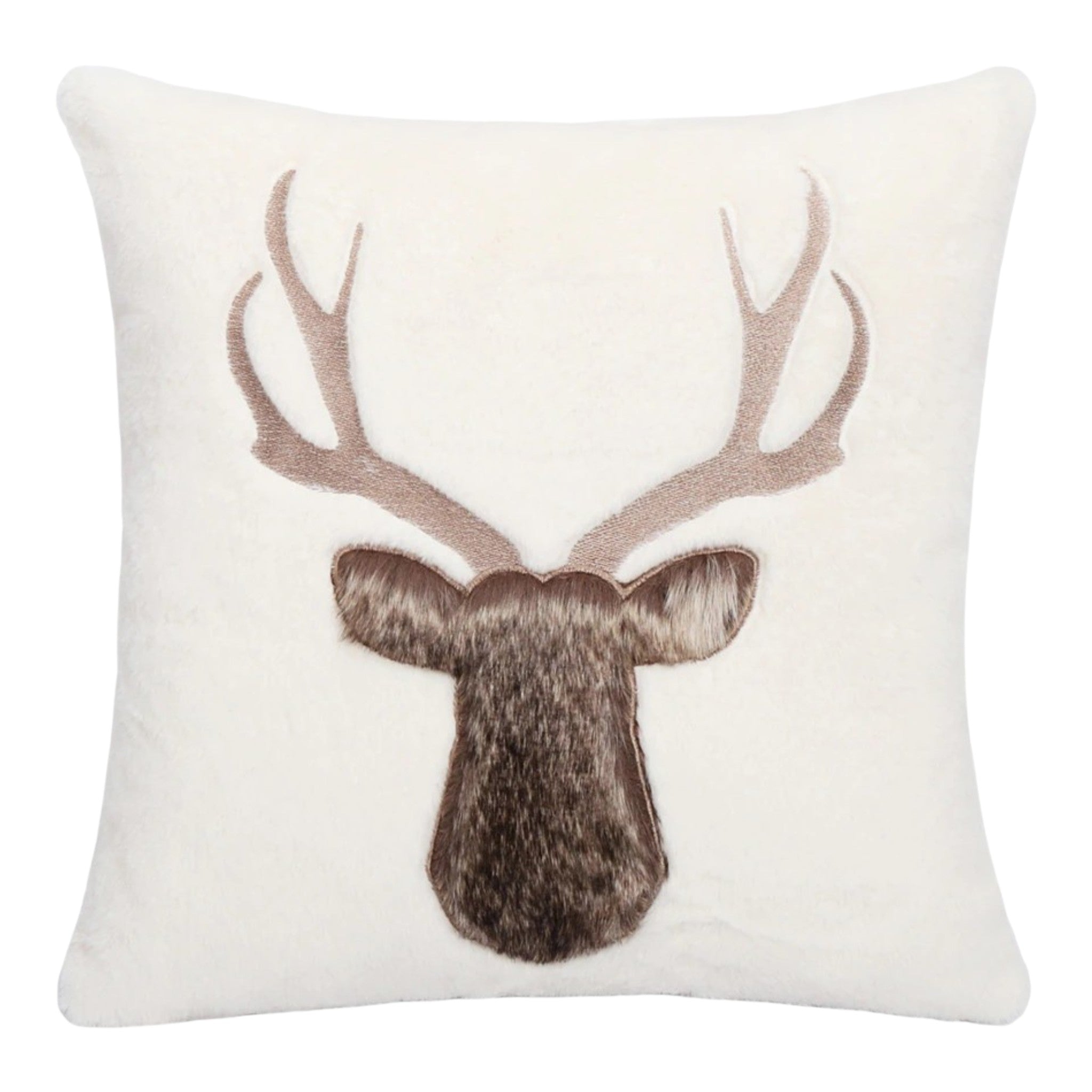 Cushion Faux Rabbit Fur Beige/Brown 18"x18"