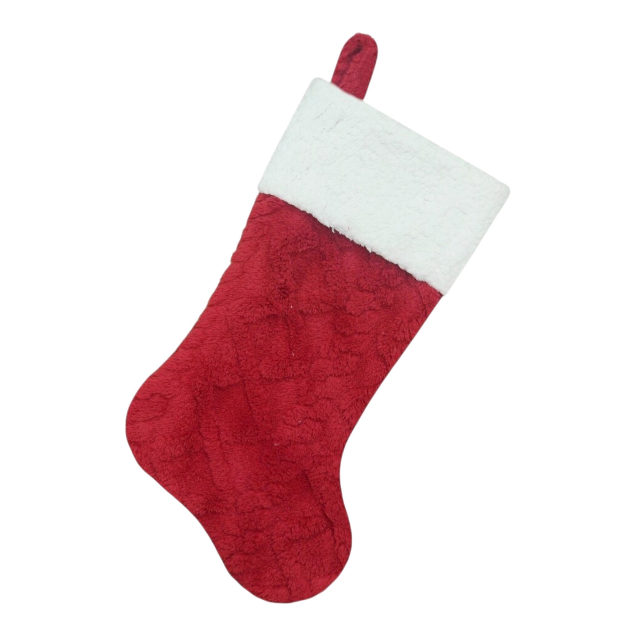 Stocking Red/White Fleece Cable Knit 20.5"