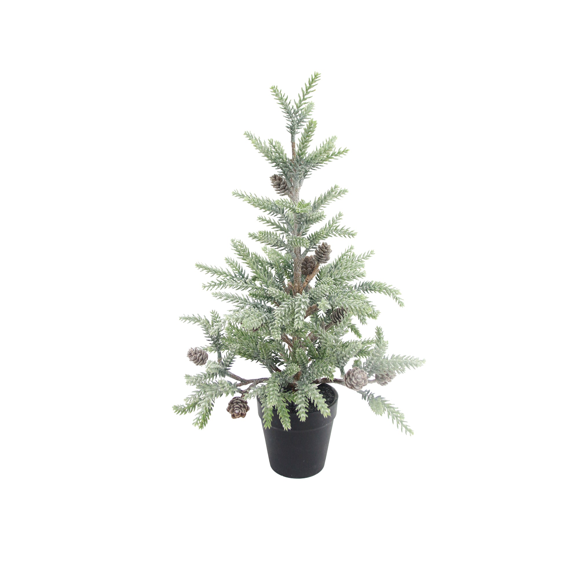 Tree Frosted w/Pinecones in Black Pot 17"