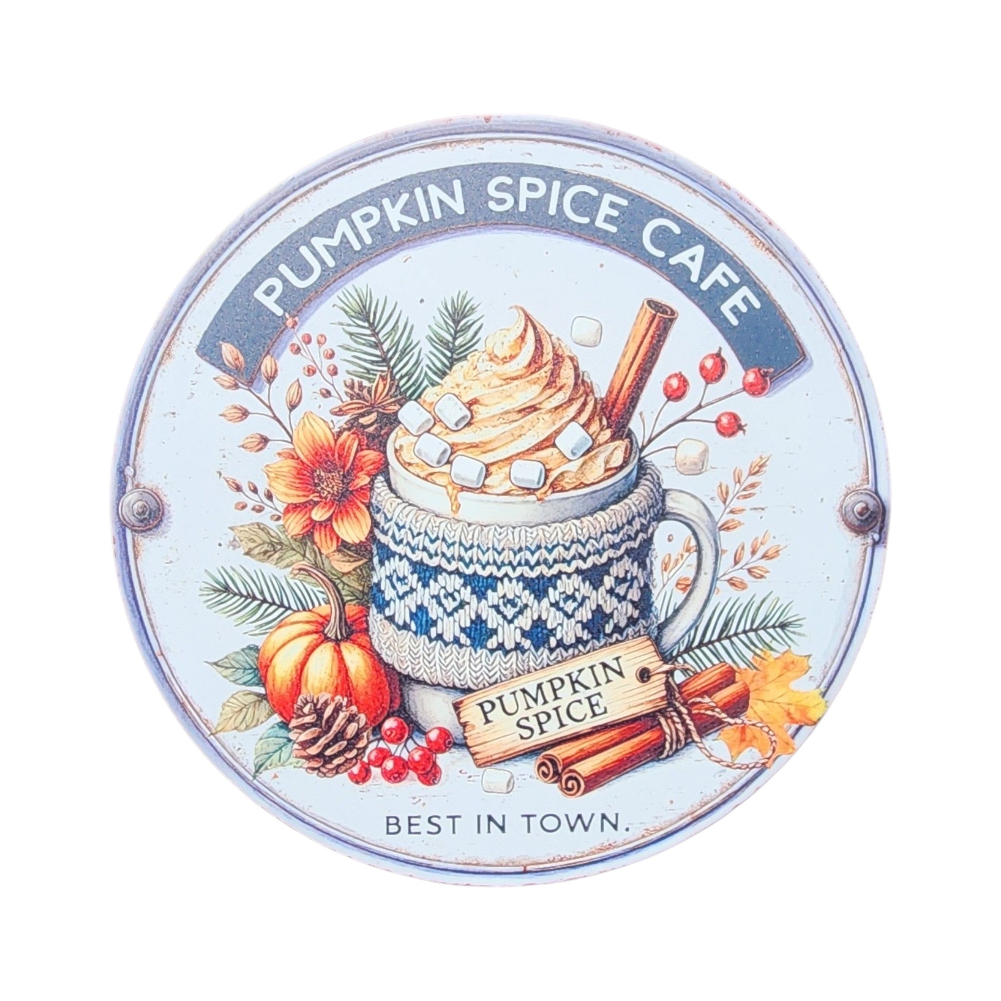 10" Round Sign Pumpkin Spice Cafe