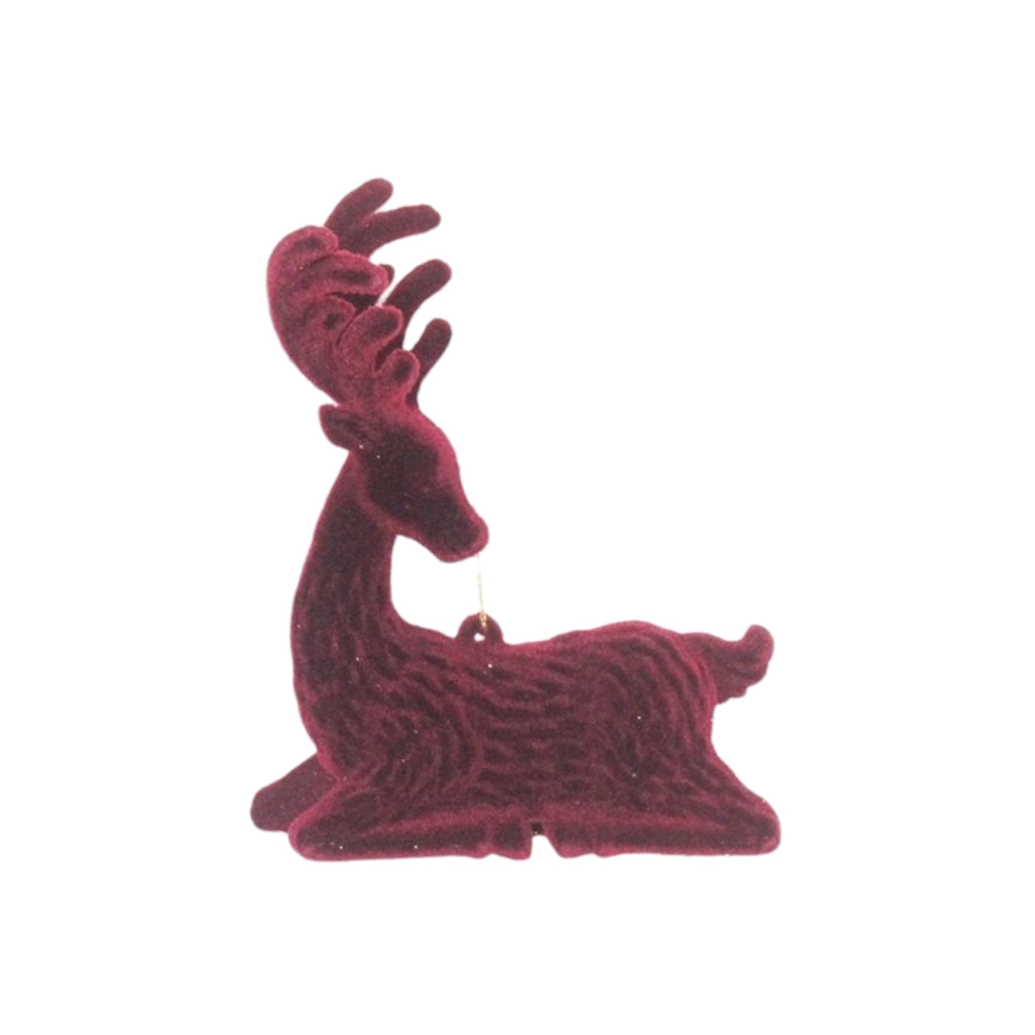 Ornament Reindeer Burgundy Flocking