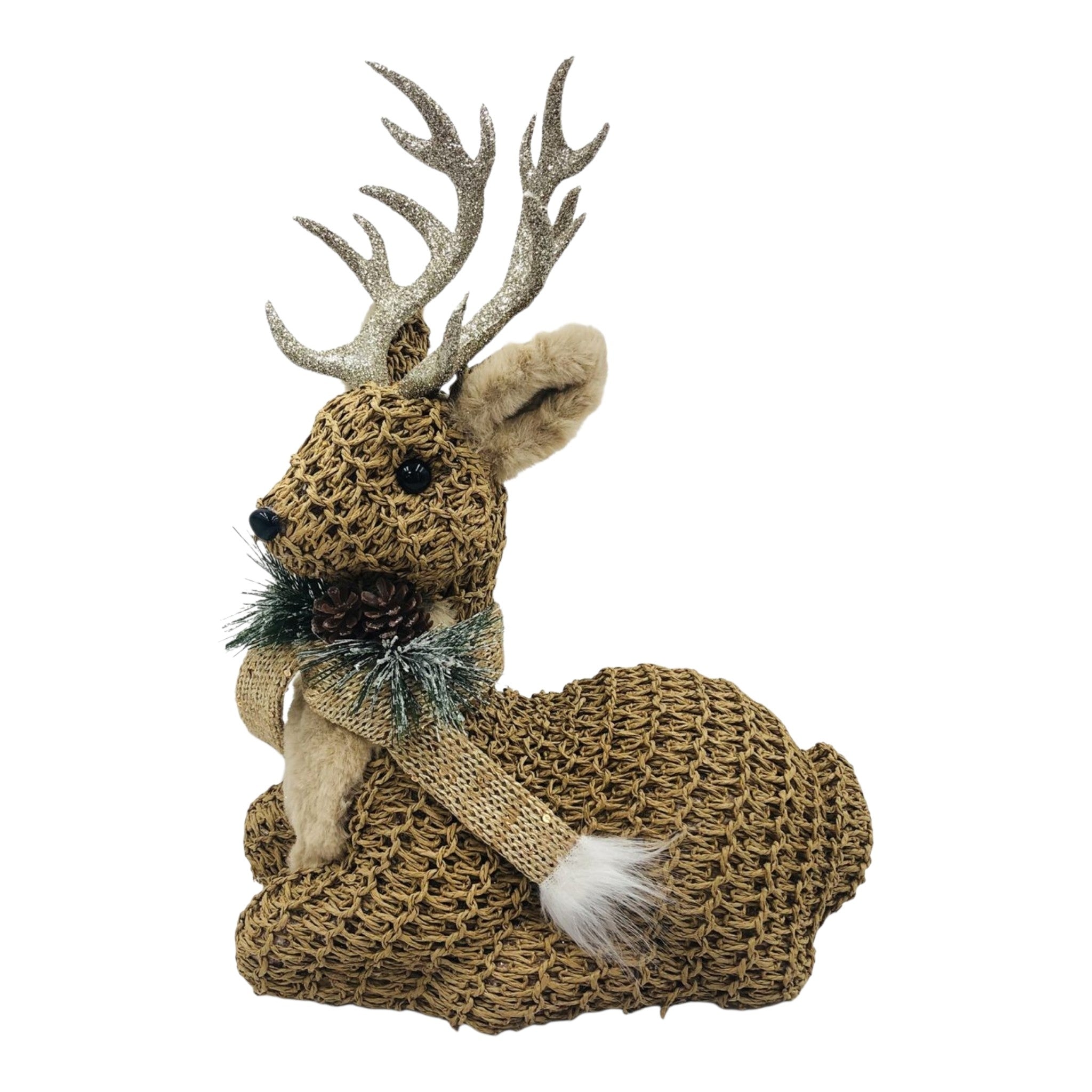 Reindeer Lying Woven Brown/Greenery 11"x14"