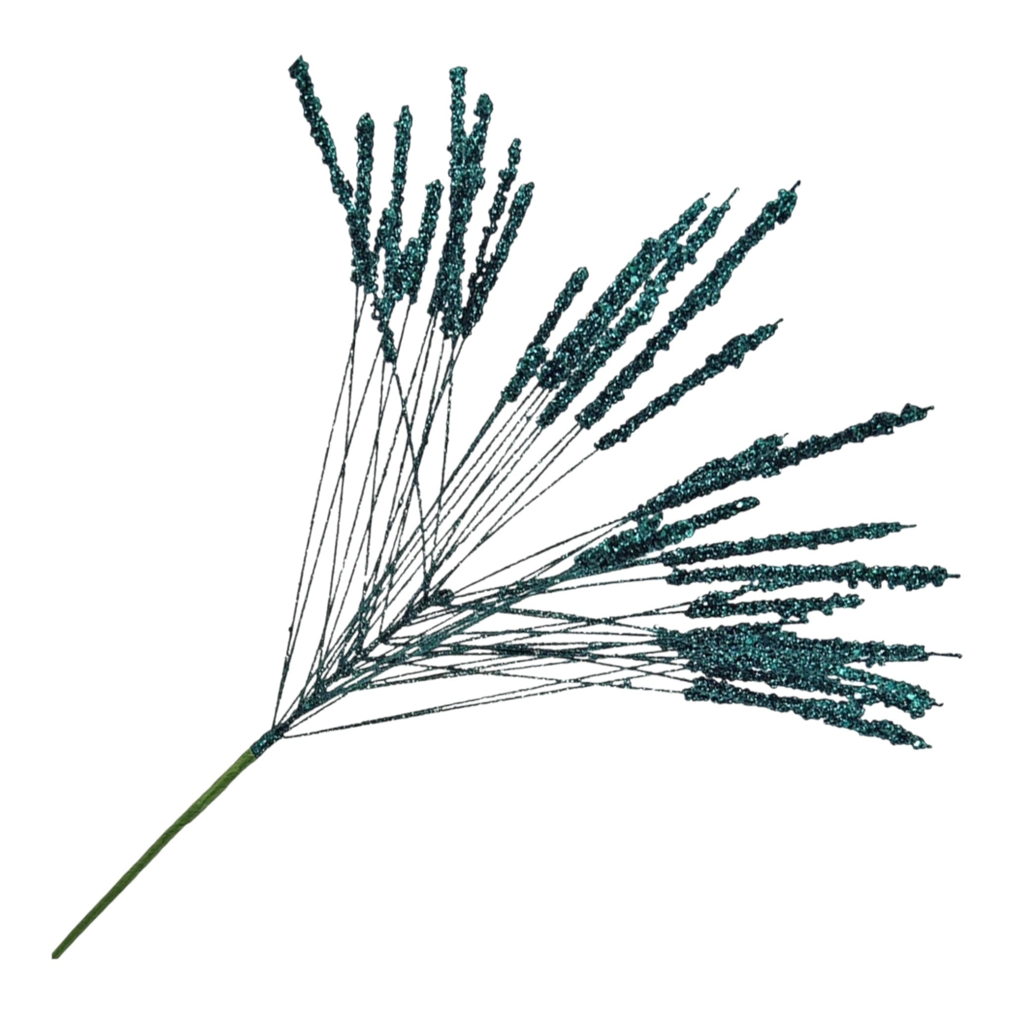 Spray Needle Grass Dark Green Glitter 24"