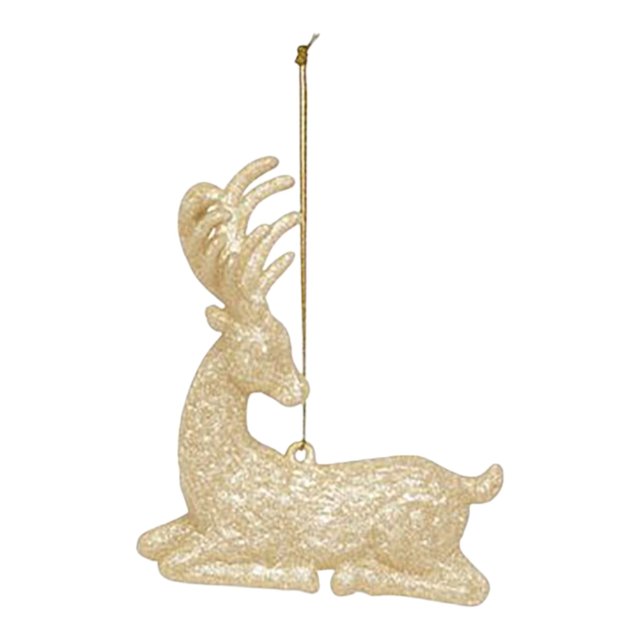 Ornament Deer Gold Glitter Laying 4.1"