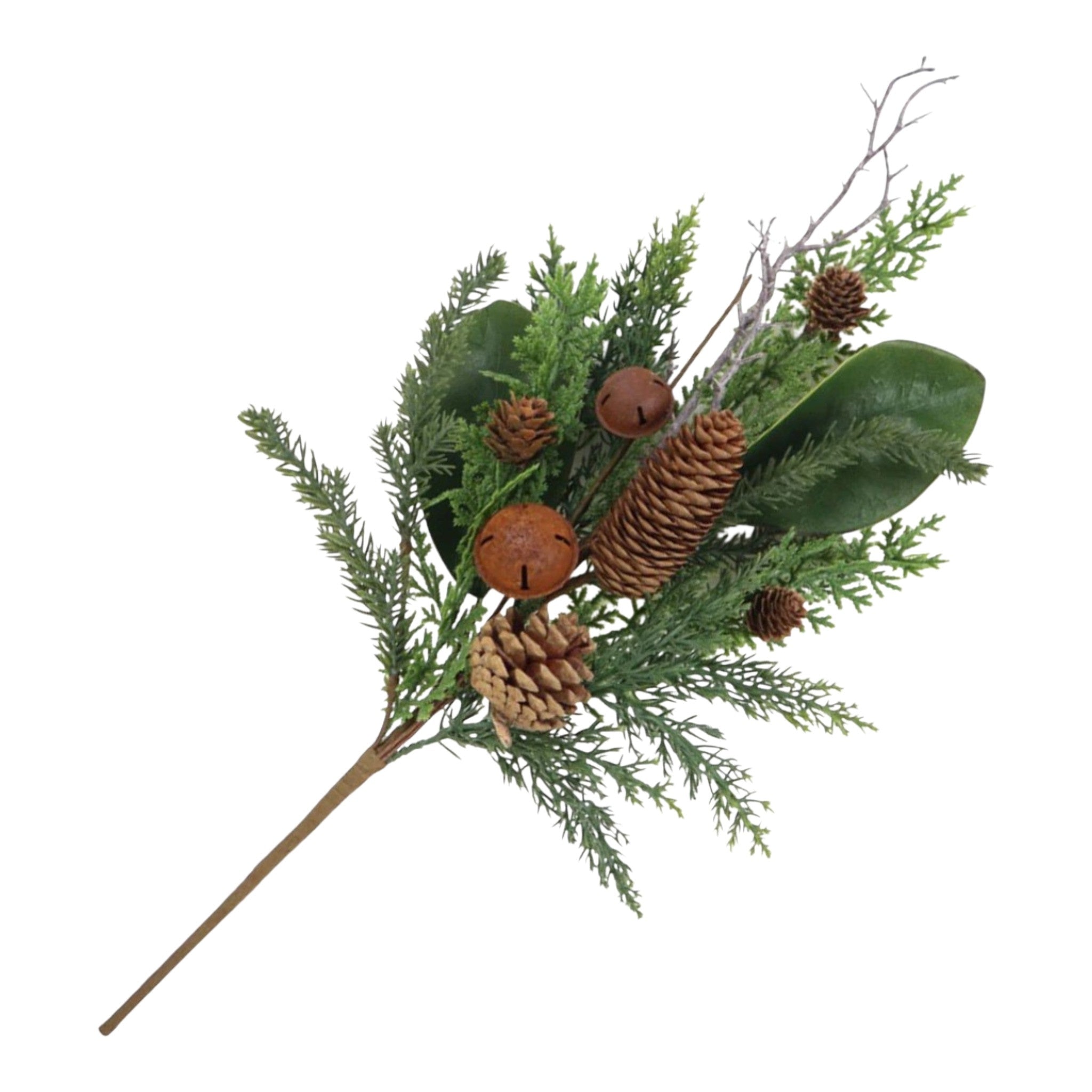 Spray Cedar Magnolia Leaves w/Bells 19"