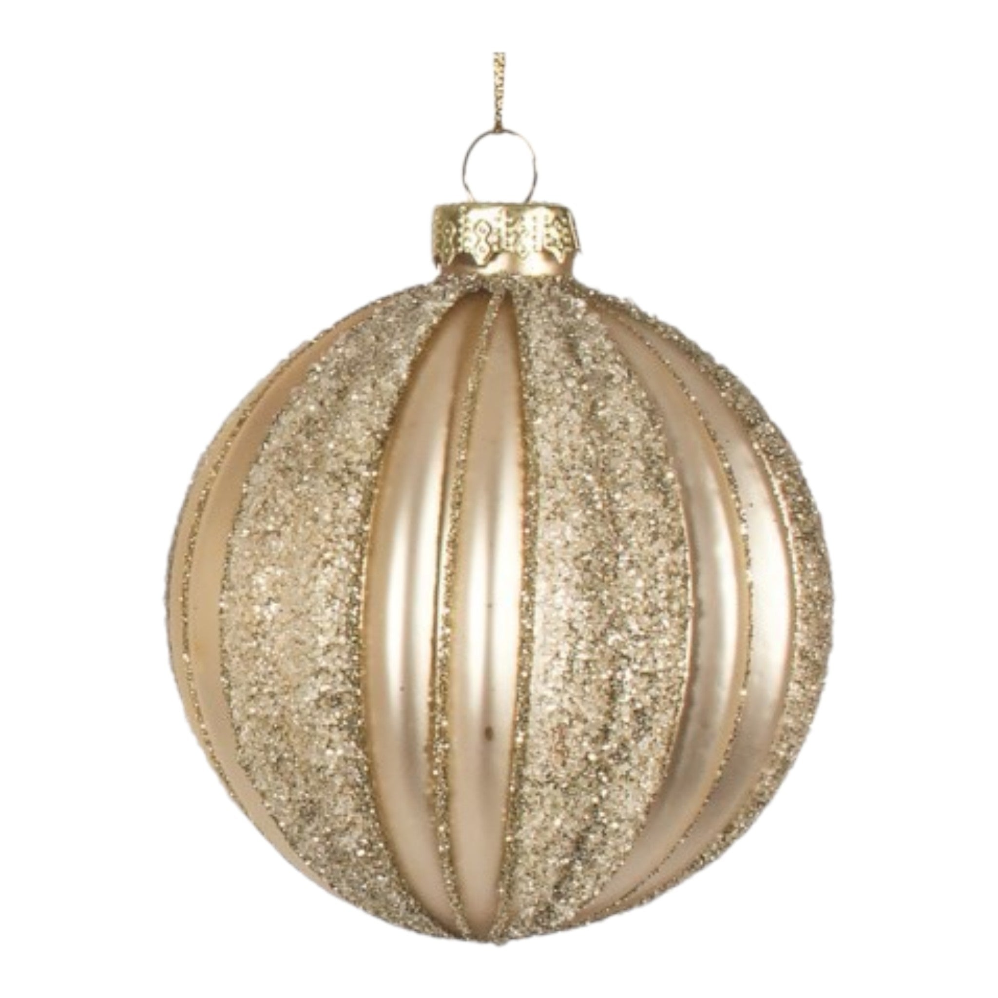 Ornament Ivory Ribbed and Glitter