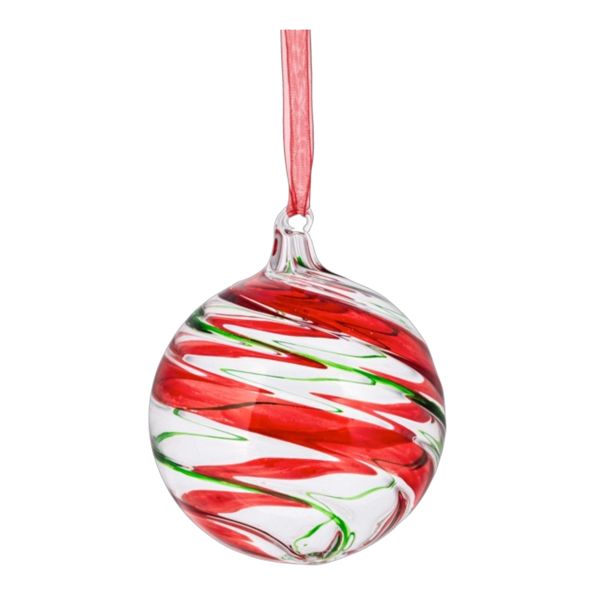 Ornament Ball Swirl Glass 4" Dia.