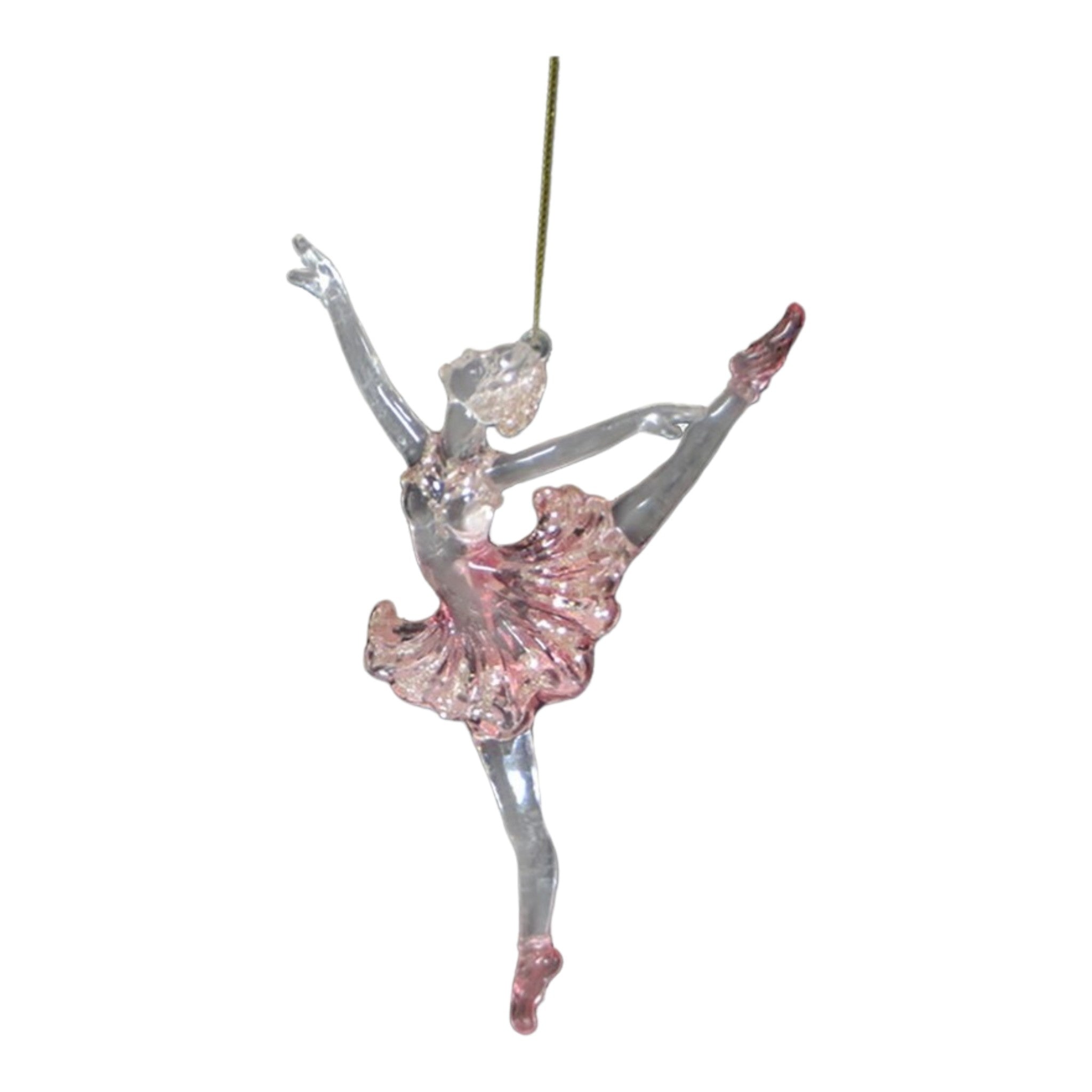 Ornament Ballerina Pink & Clear 6"