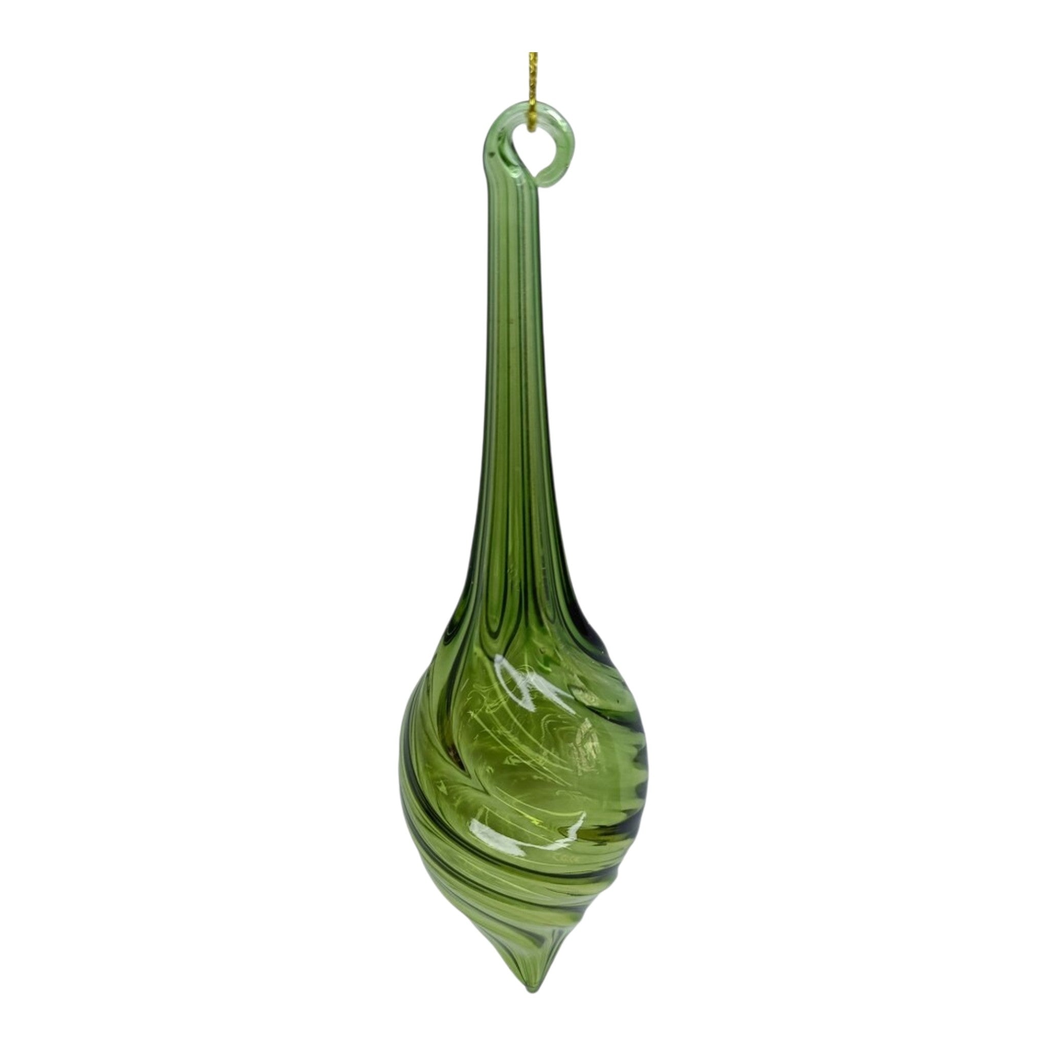 Ornament Glass Spiral Drop Ribbed Twist 6.5"