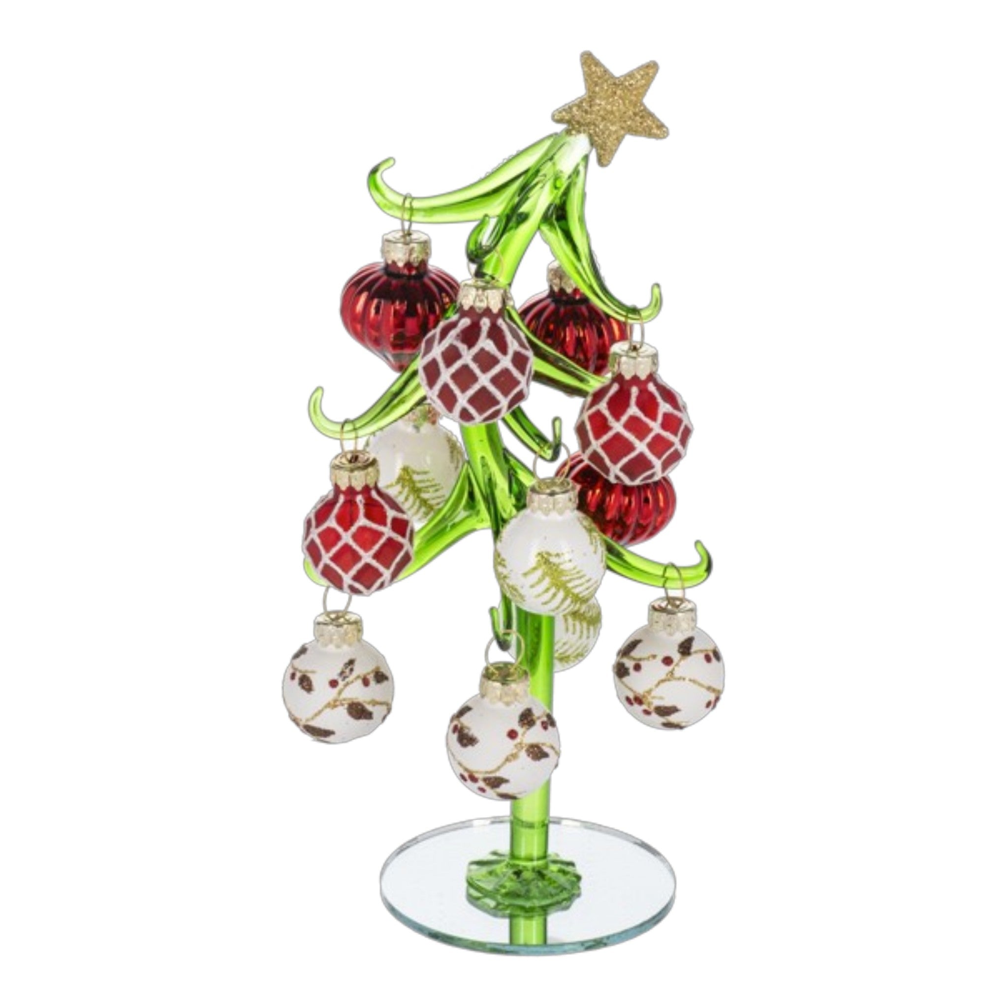 Christmas Tree w/White Ornaments 8" H.