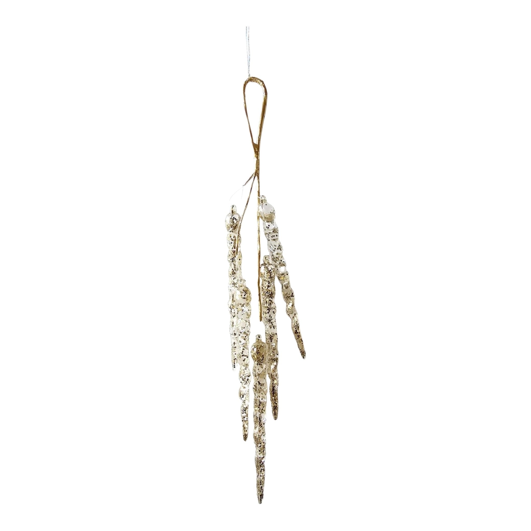 Ornament Teardrop w/Icicles 12" w/Gold Glitter