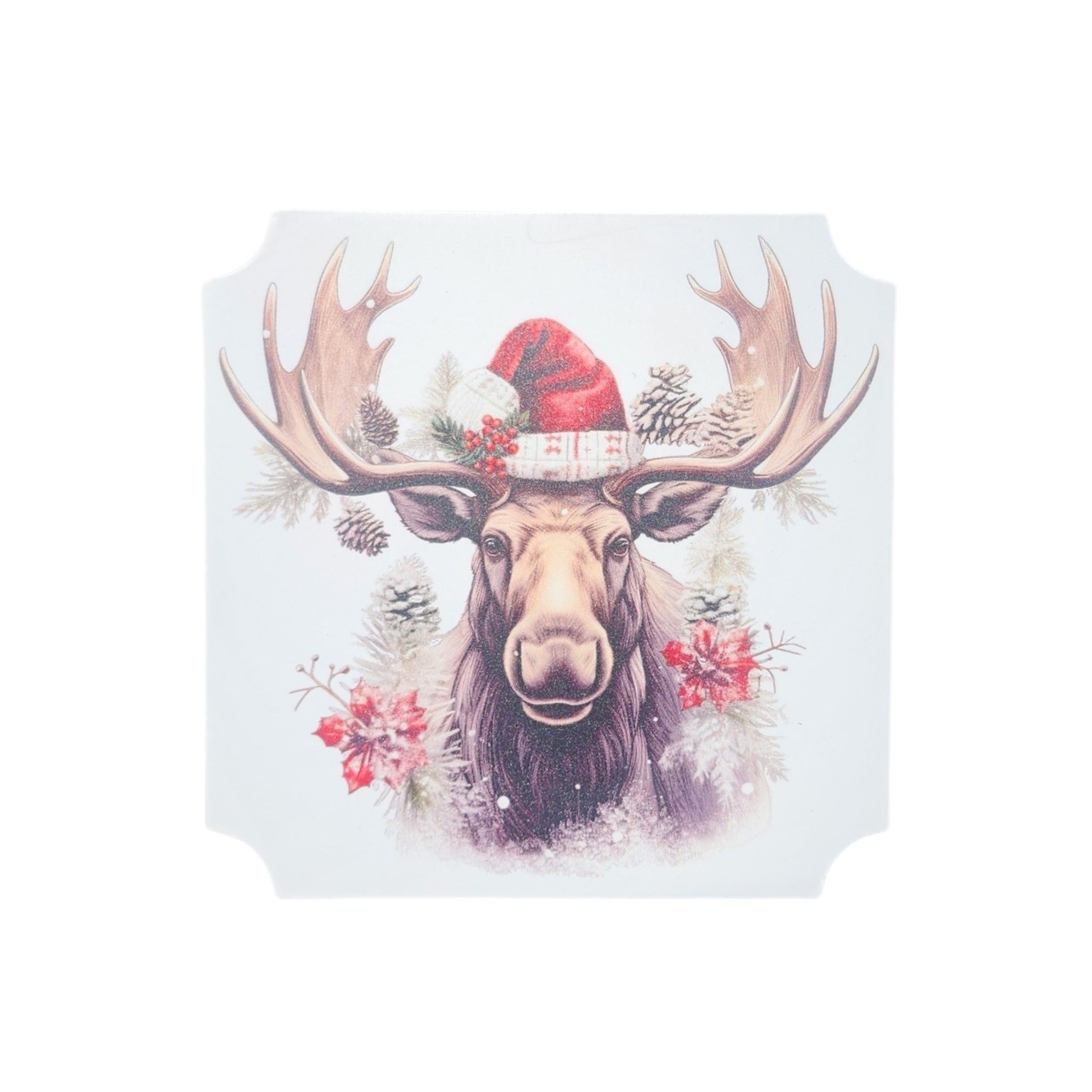 5x5 Sign Moose with Red Hat