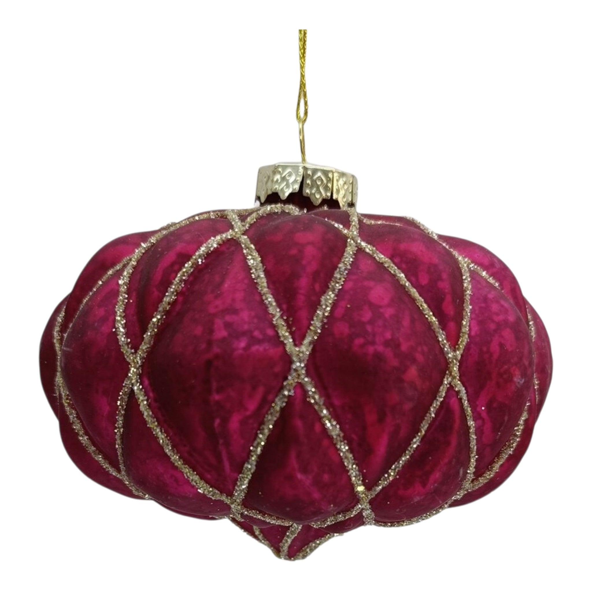 Ornament Glass Antique Purple w/Gold 6.5"