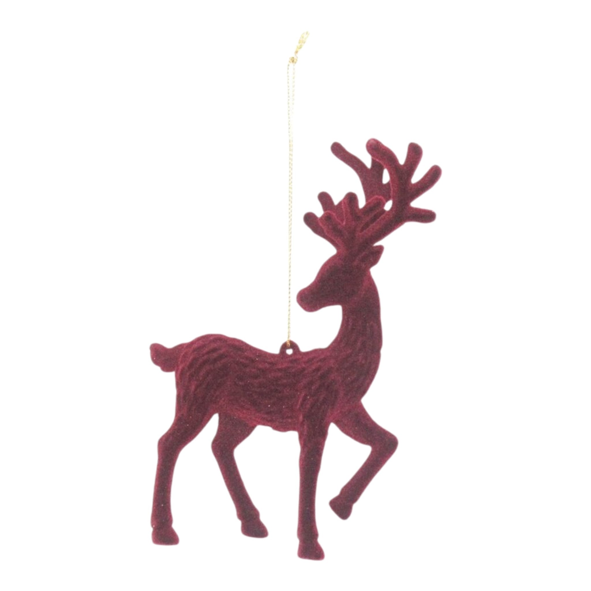 Ornament Reindeer Burgundy Flocking