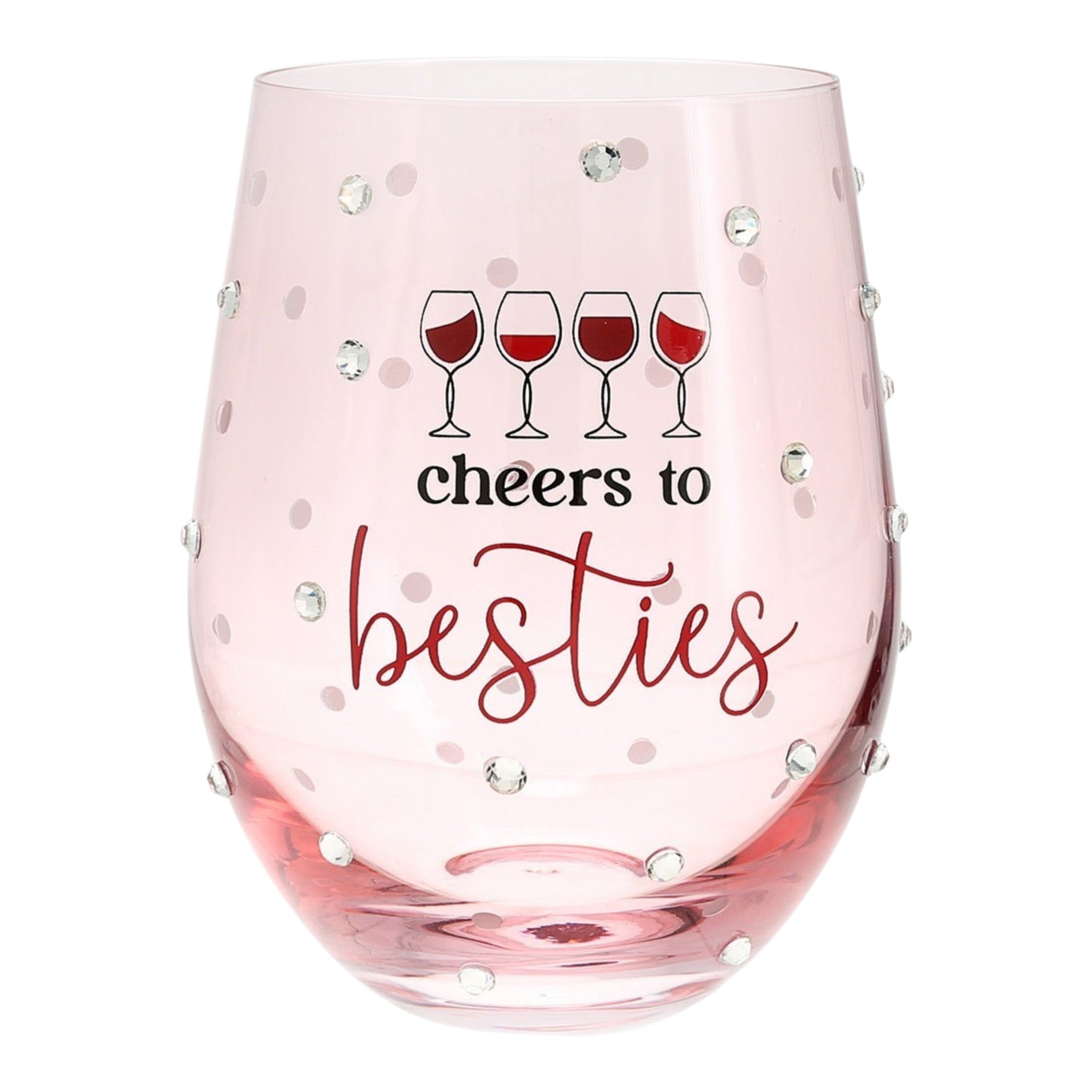 Cheers to Besties Stemless Gift Boxed 18oz Wine Glass