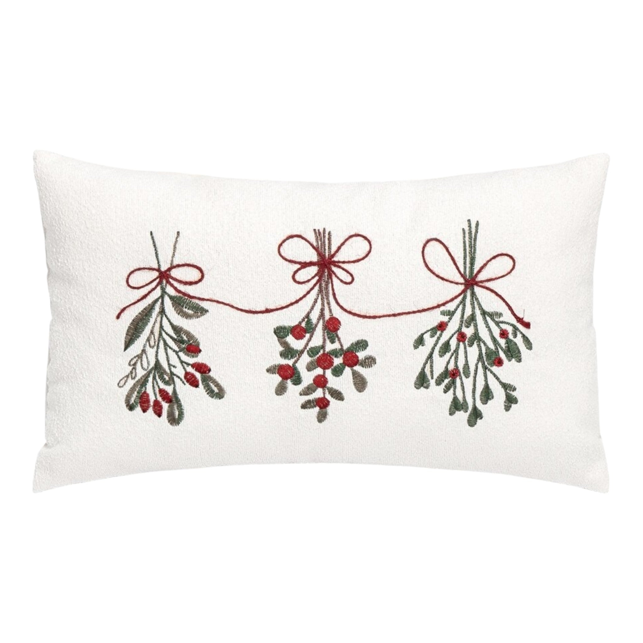 Cushion Berry Embroidered Cream 20"x12"