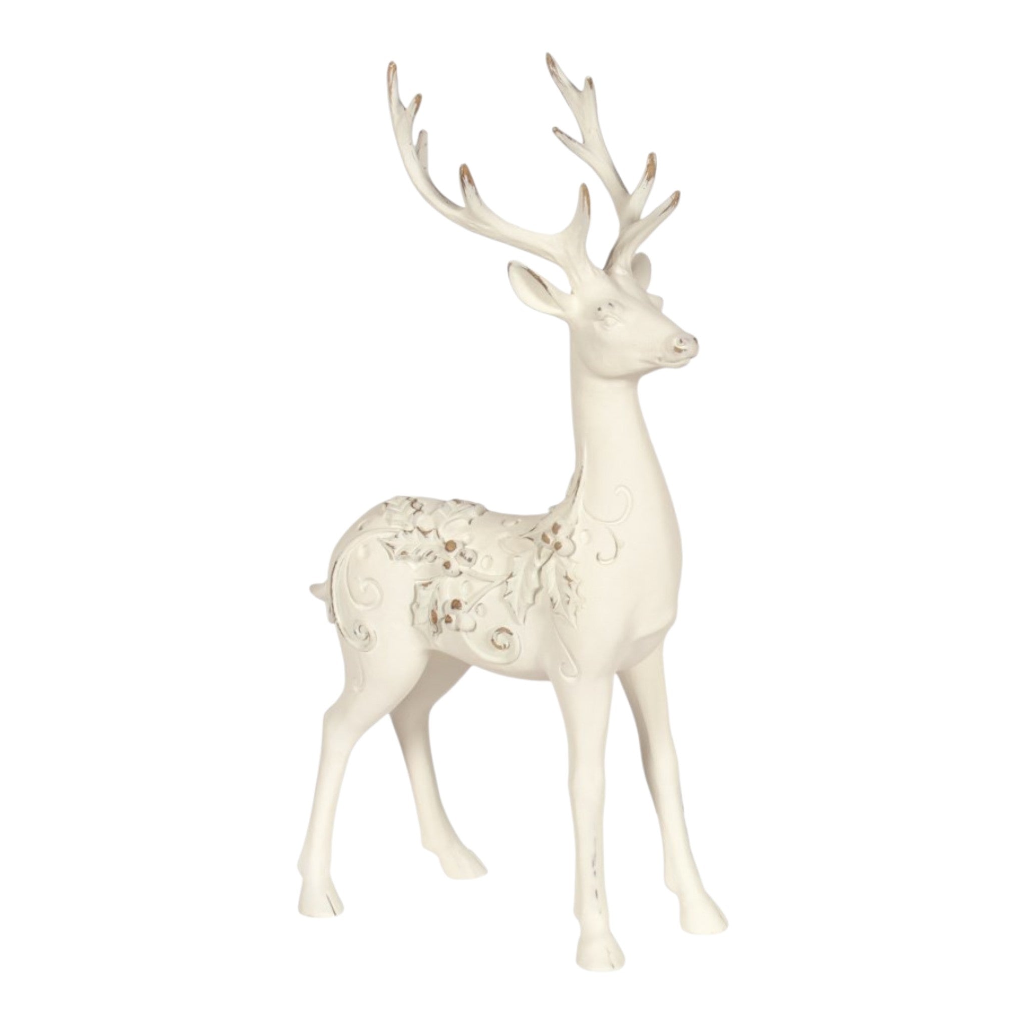 Matte White Resin Antiqued Deer