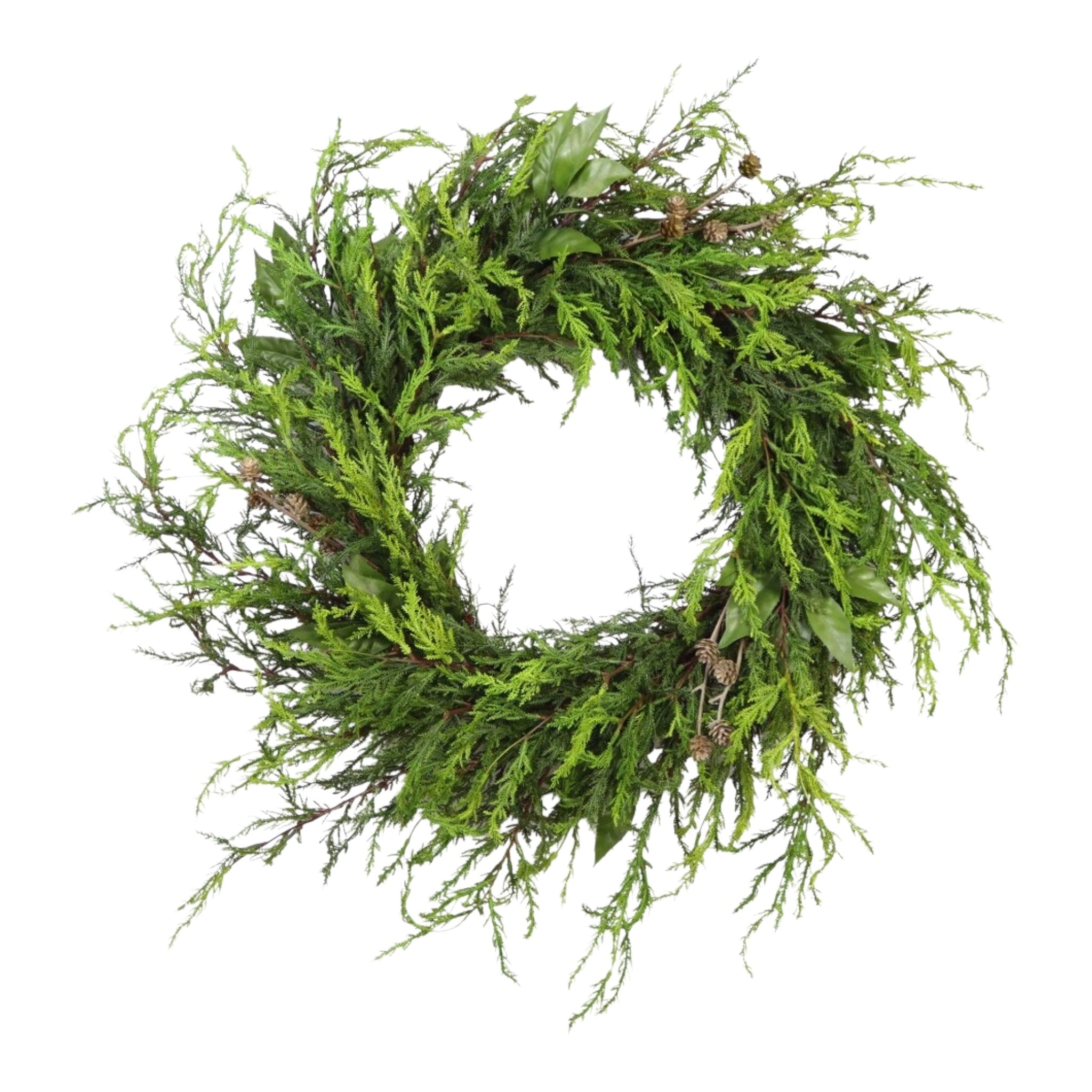 Wreath Real Touch Cypress Green w/Pine Cones 32"
