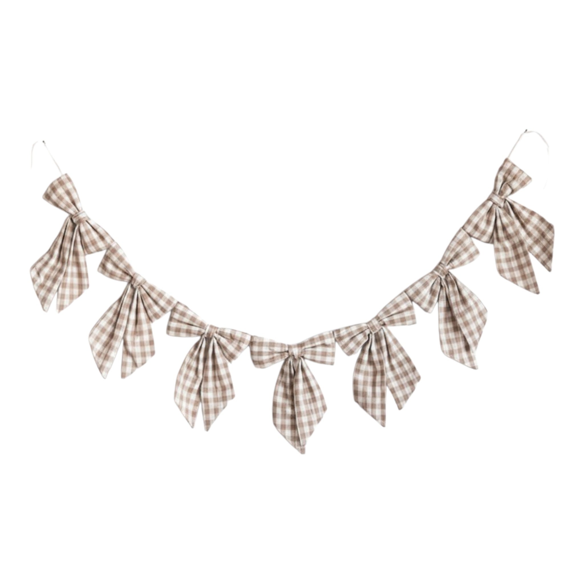 Beige Gingham Fabric Bows Garland