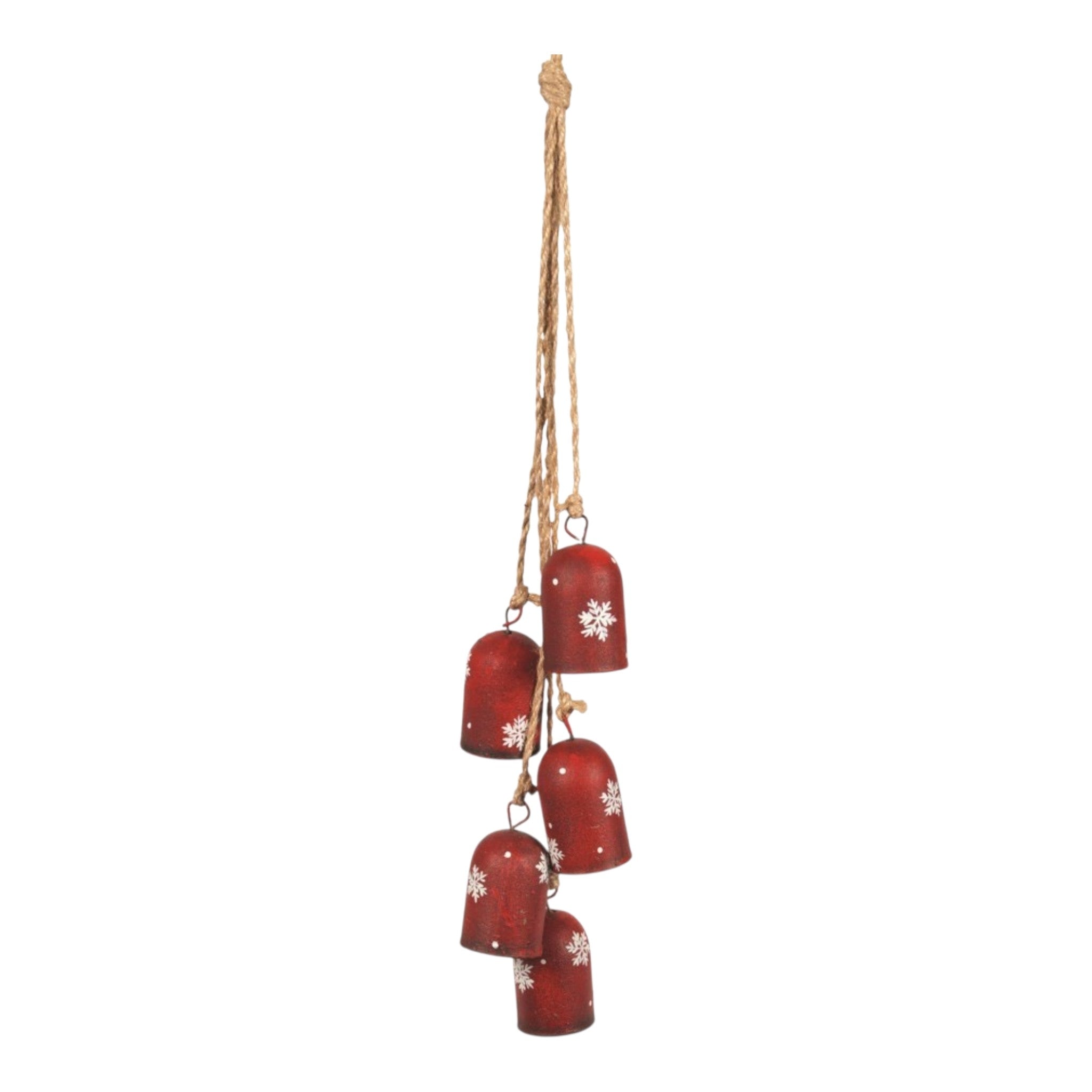 Ornament String of Red Bells 16"