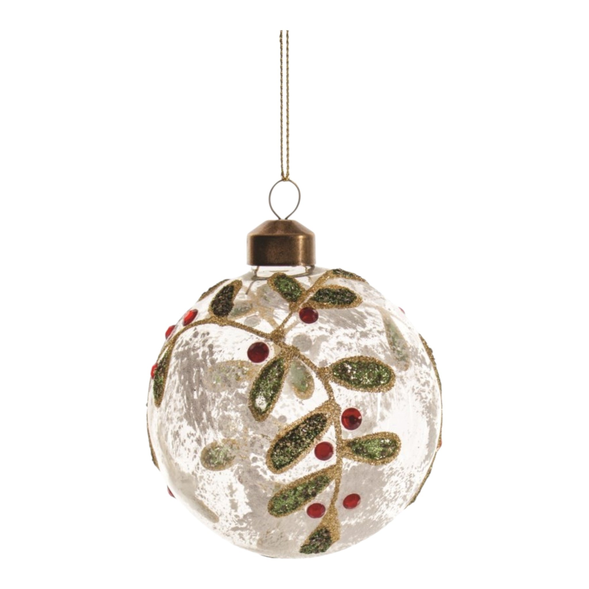 Ornament Clear Ball with Leaves and Berries