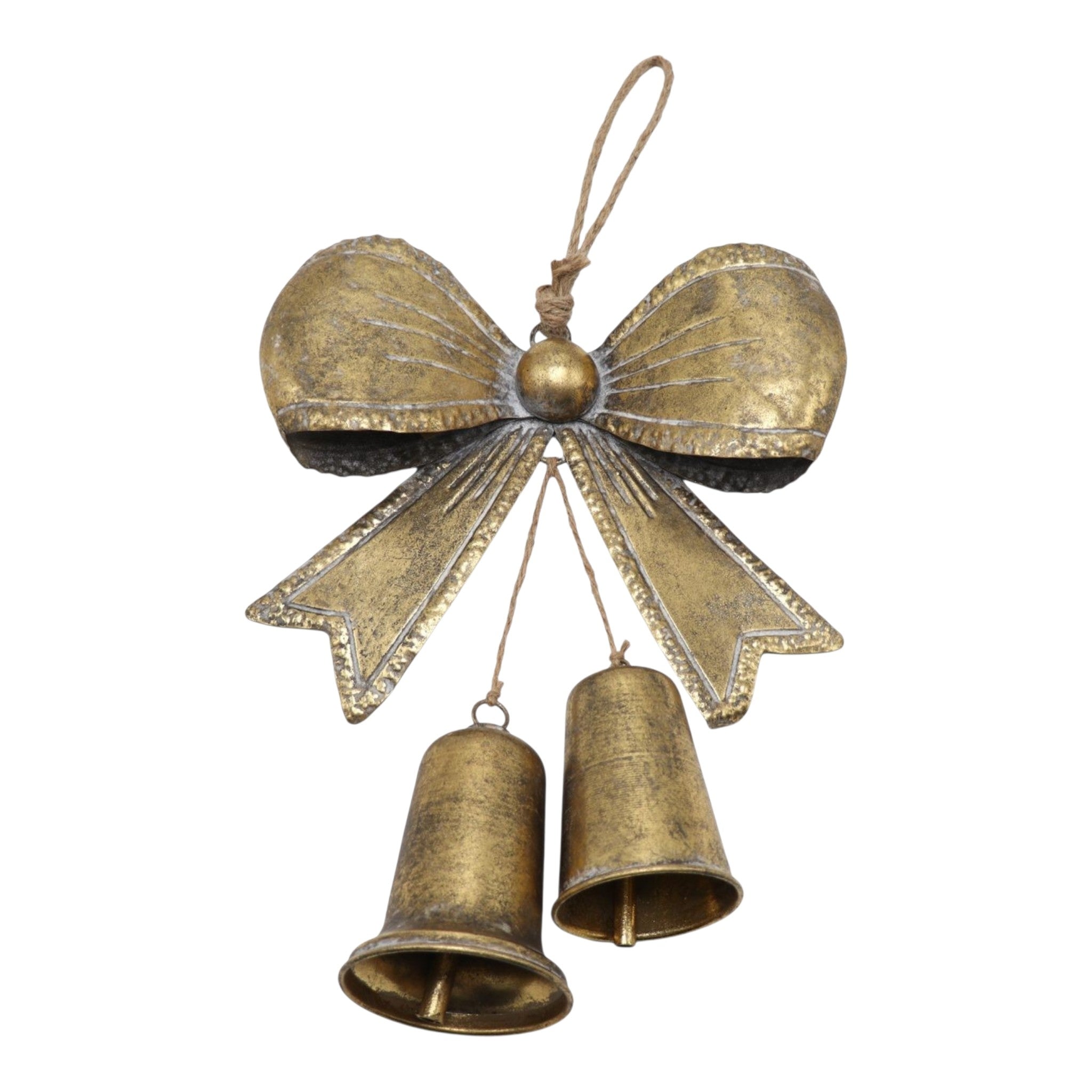 Bow w/Metal Bell Antique Gold