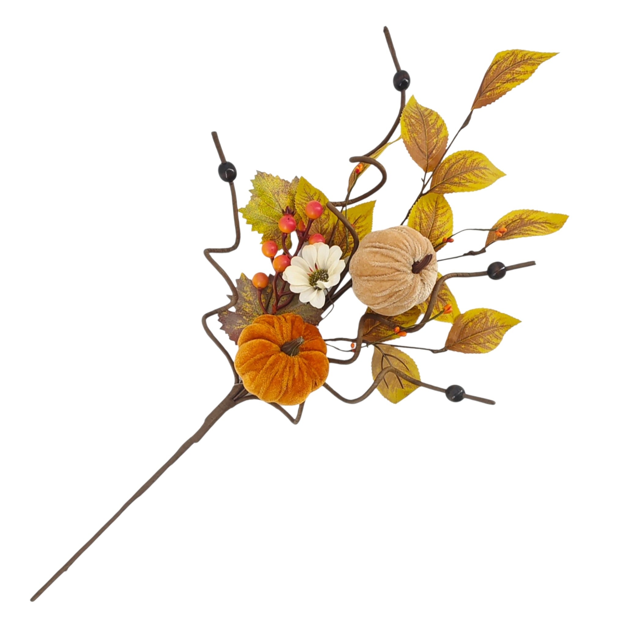 Pumpkin Fall Spray Velvet 27" Tan Orange Green