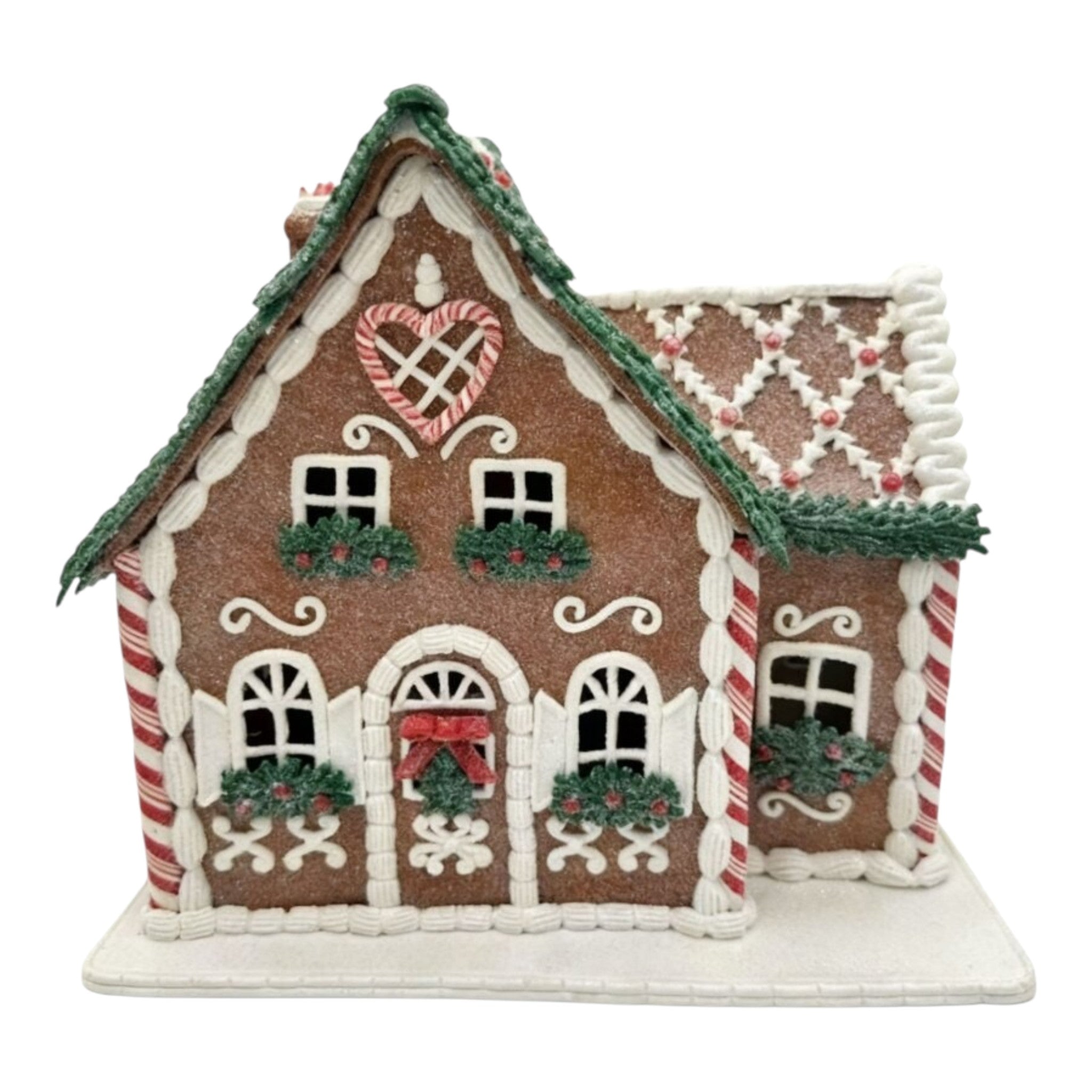 Gingerbread Double Cottage House Led 9.5"x9"