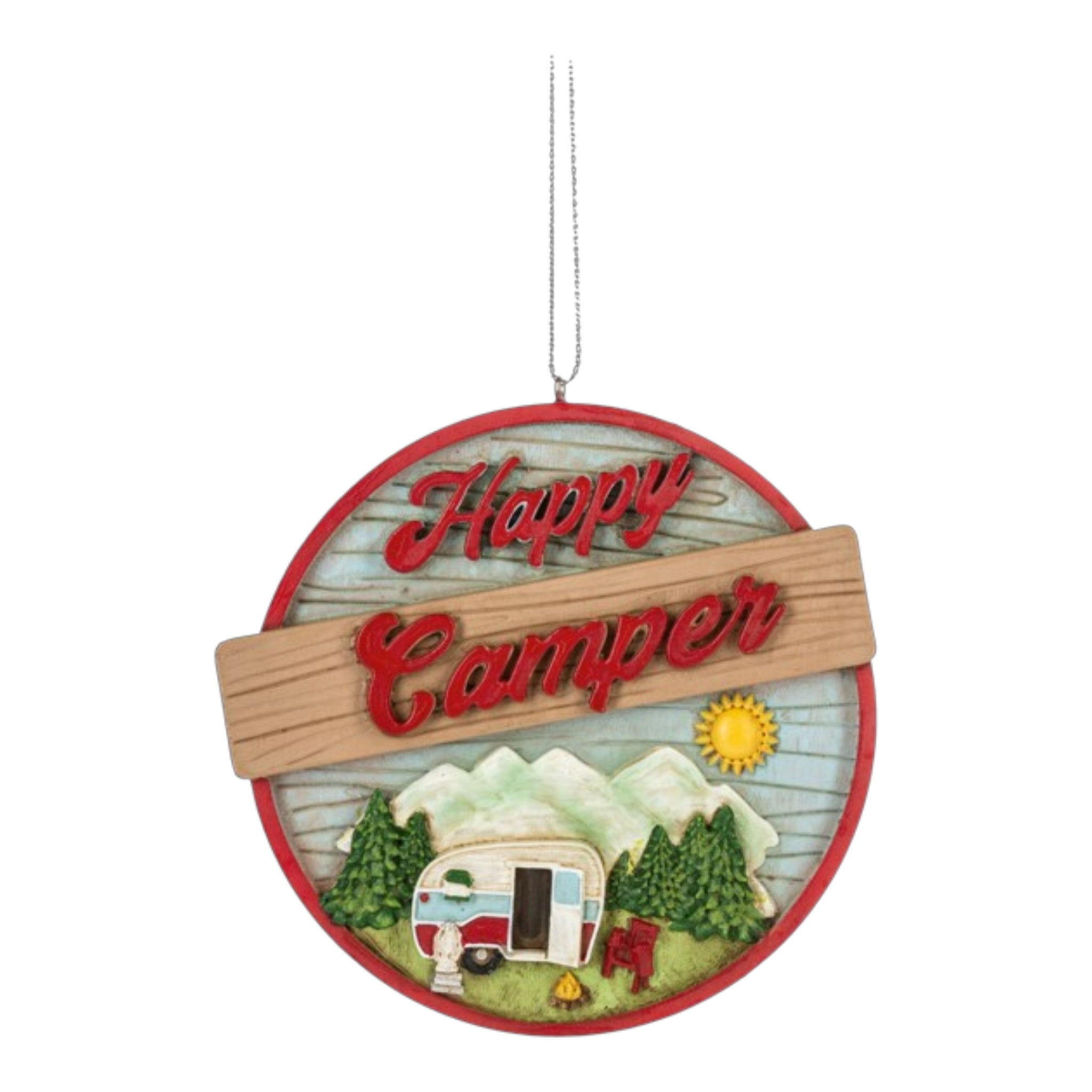 Ornament Happy Camper Resin 3 3/4" W. x 3 5/8" H.