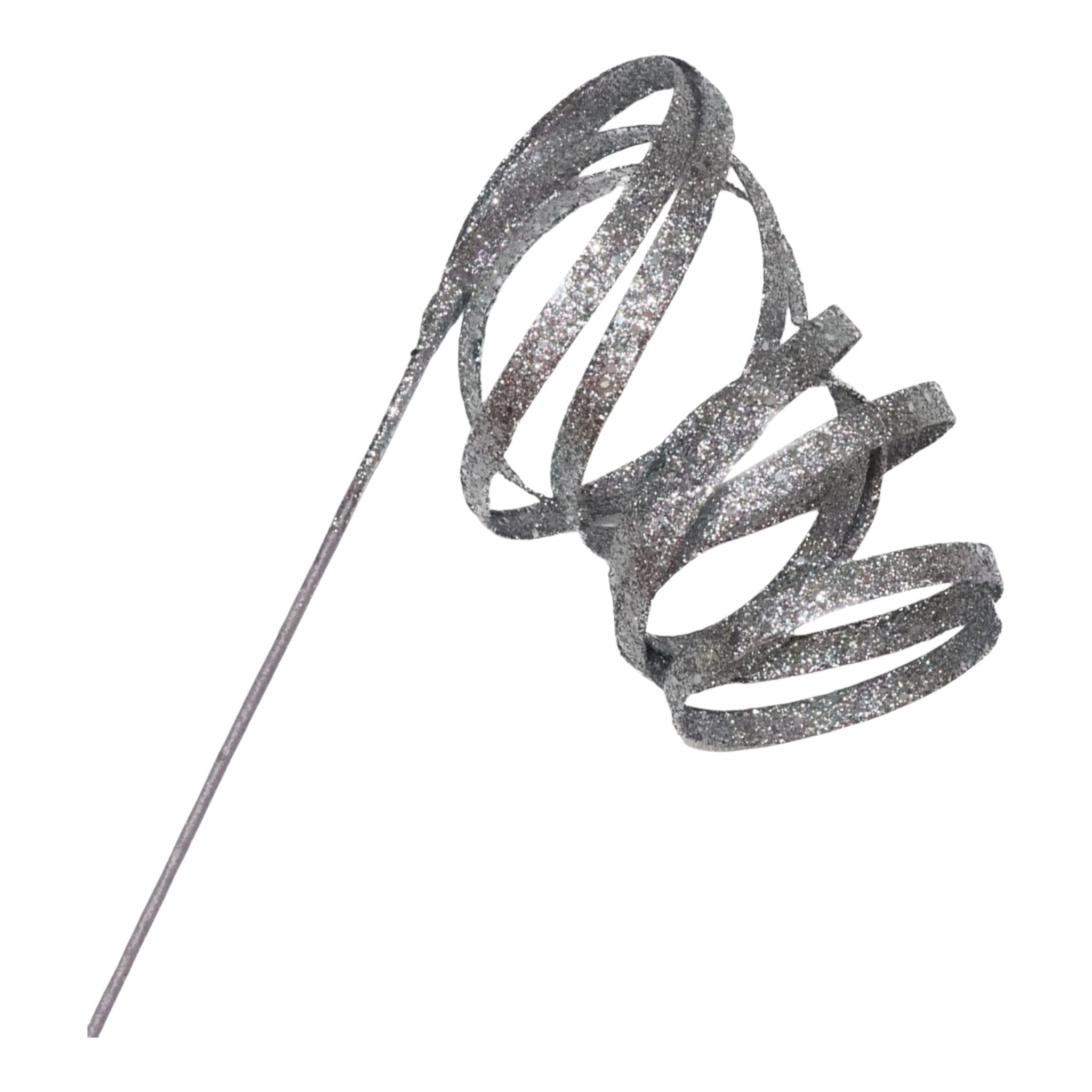 Spray Curl Hanging Ribbon Silver 33.5"