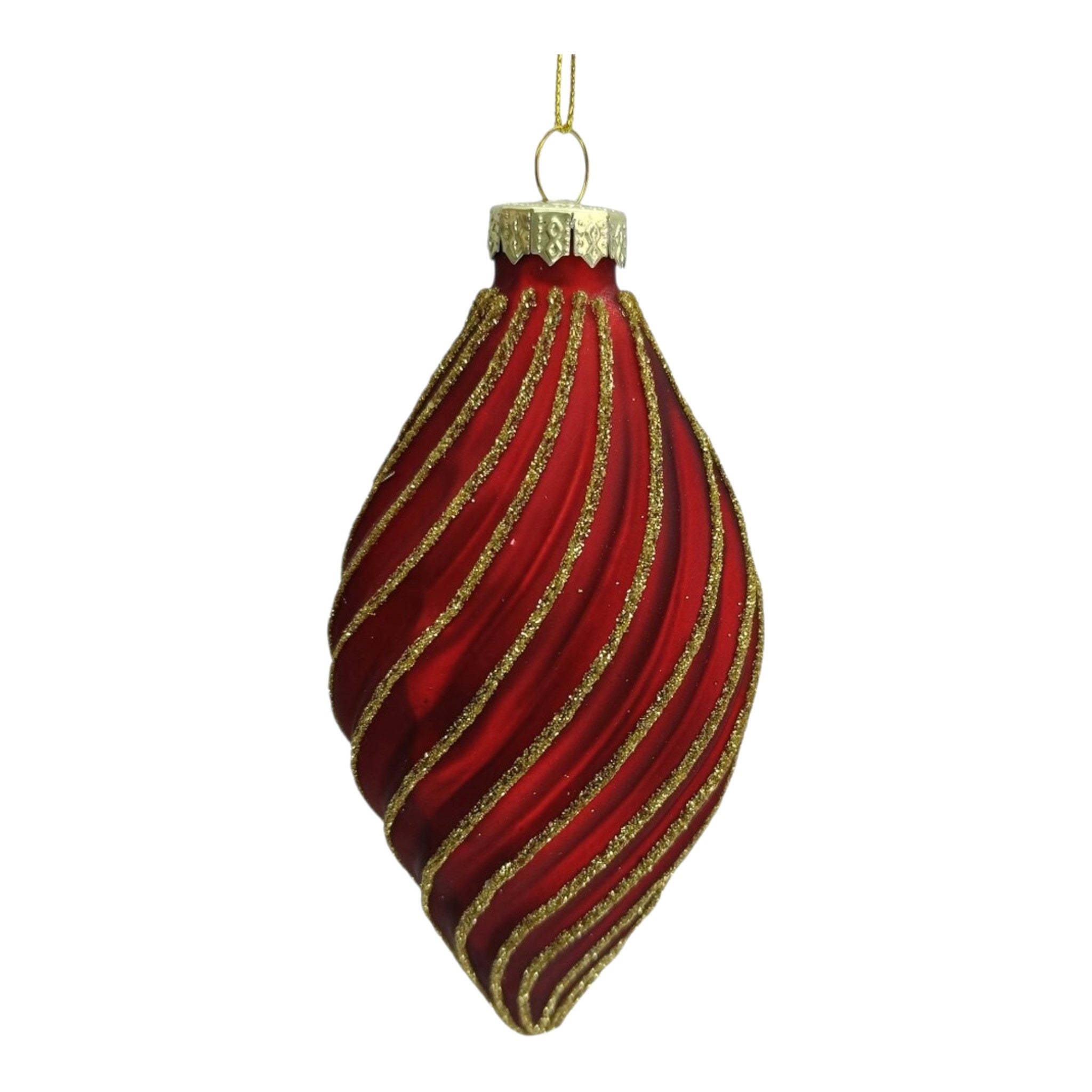 Ornament Glass Teardrop w/ Spiral Ridges