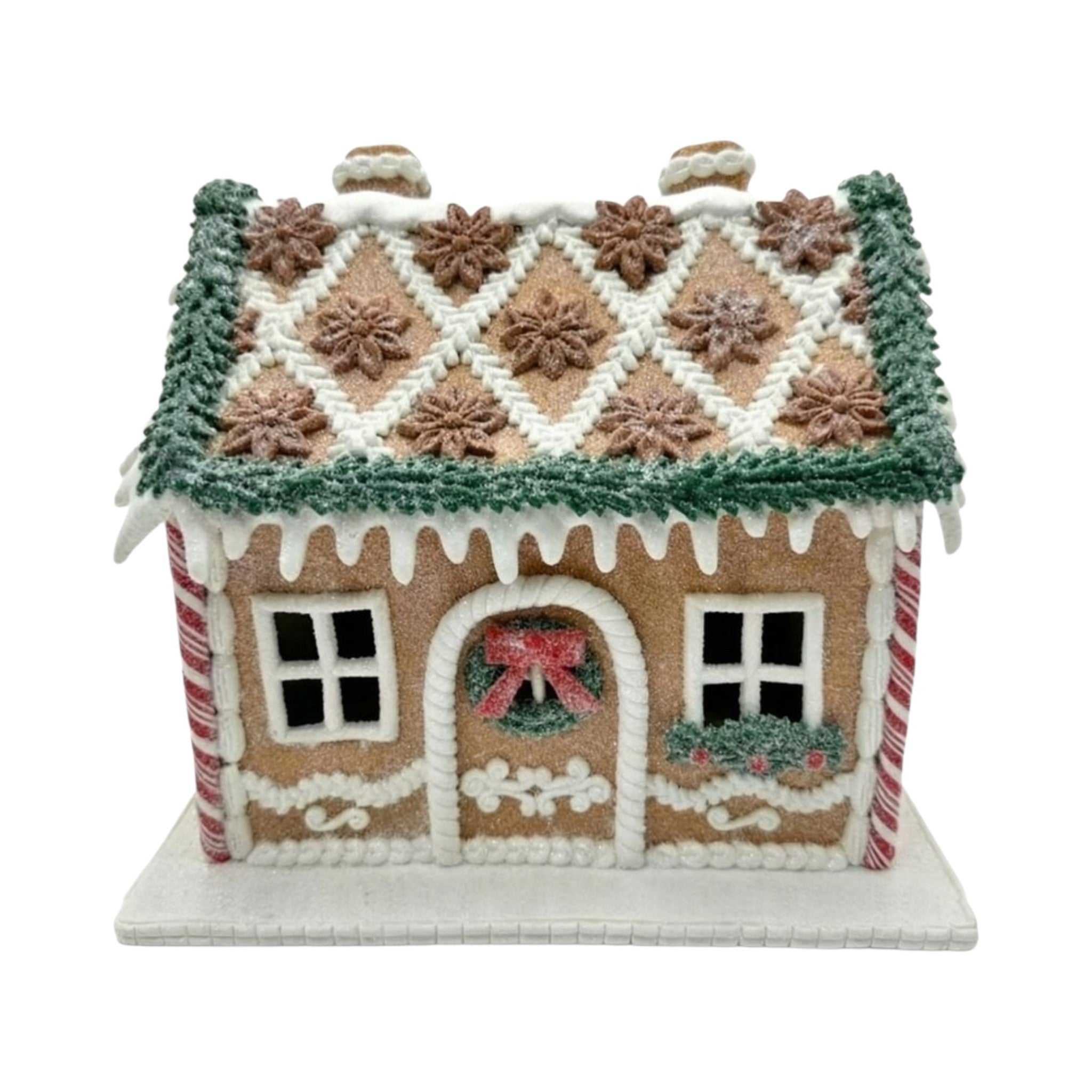 Gingerbread Led House Red Iced Roof 8.5"x7.5"