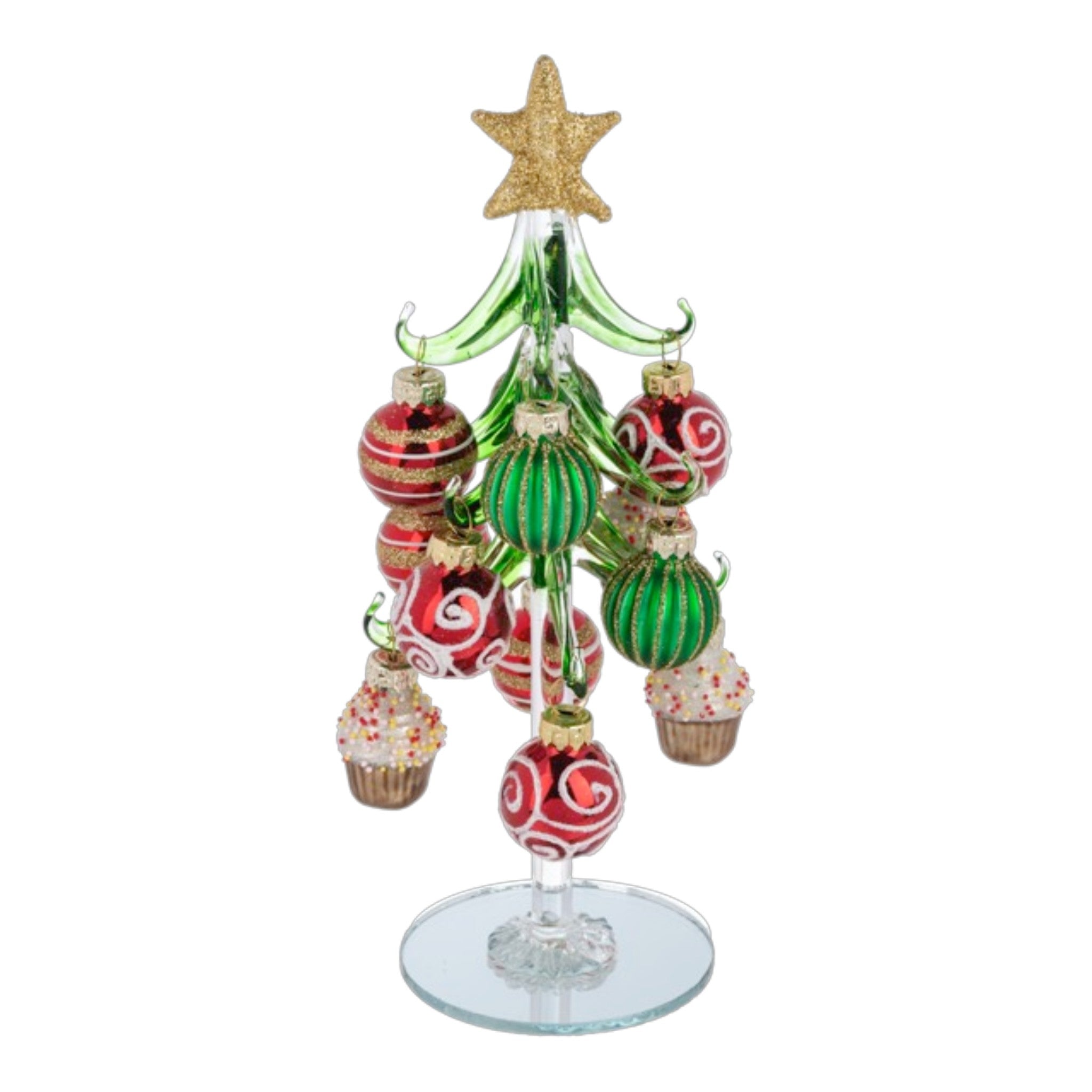 Christmas Tree w/Stripes and Swirls Ornaments  8" H